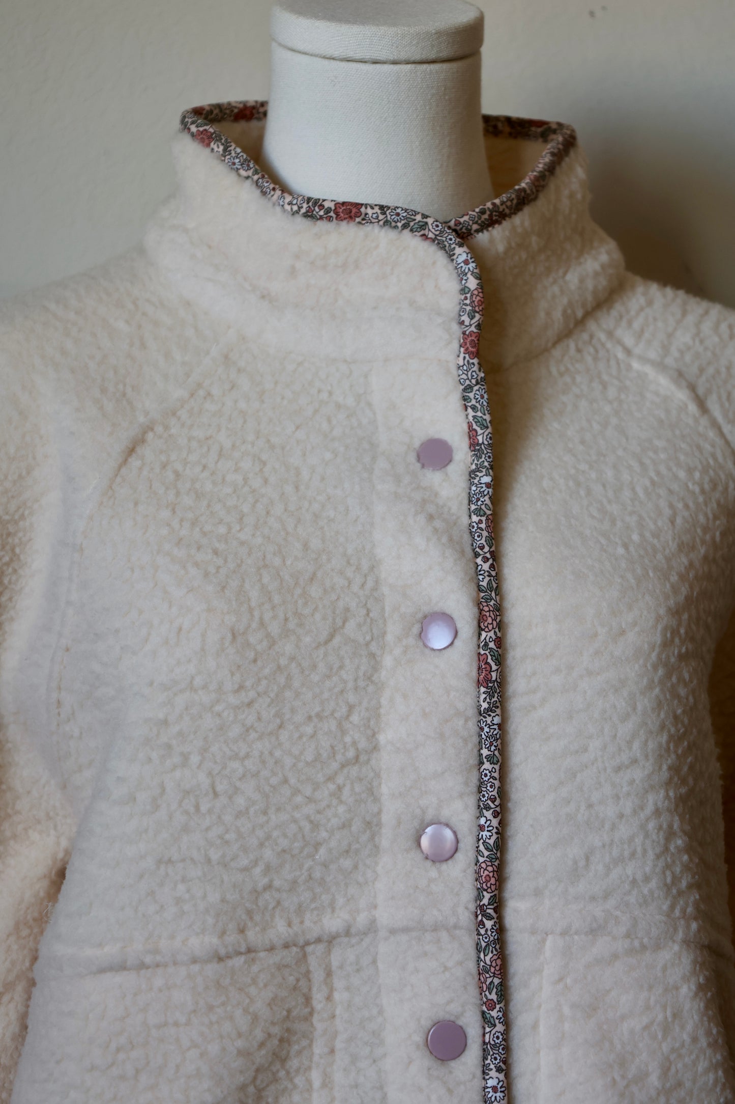Buttermelon ivory/multi soft snap button lightweight jacket