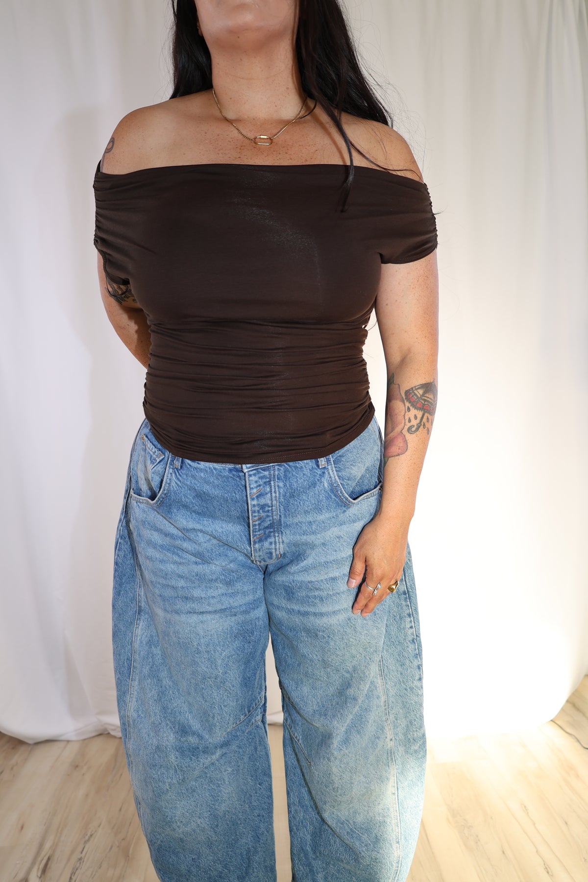 The Cerena off the shoulder fitted top