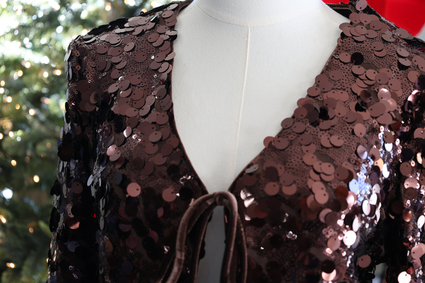 SKIES ARE BUE Sequin cardigan chocolate brown