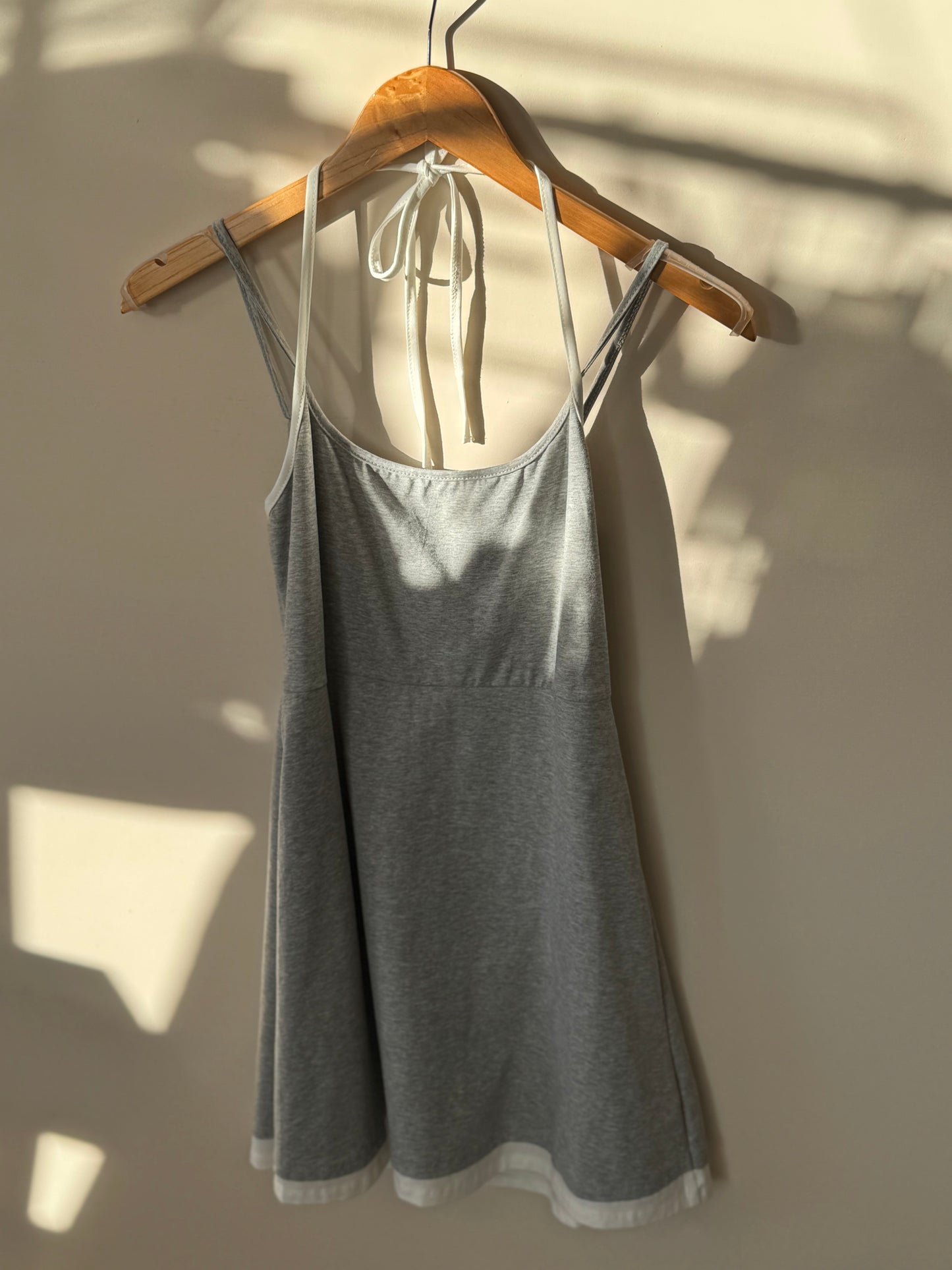 Hyfve - Grey Layered-top Spaghetti Halter Mini Dress