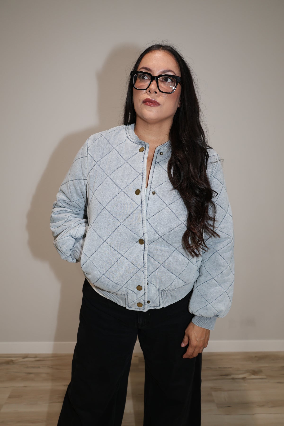 First Snow knit quilted bomber jacket