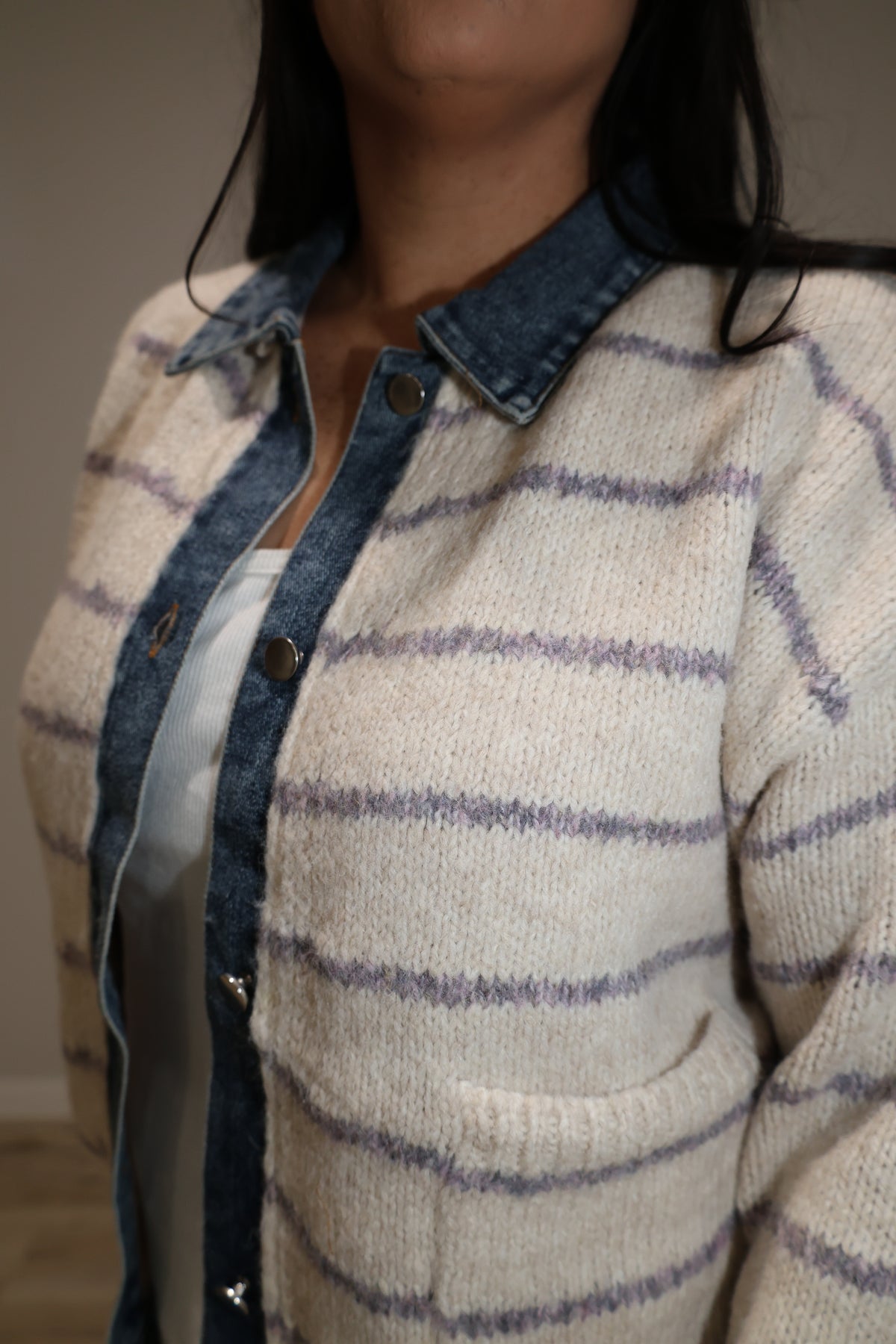 Tell Me Lies detailed stripe sweater jacket