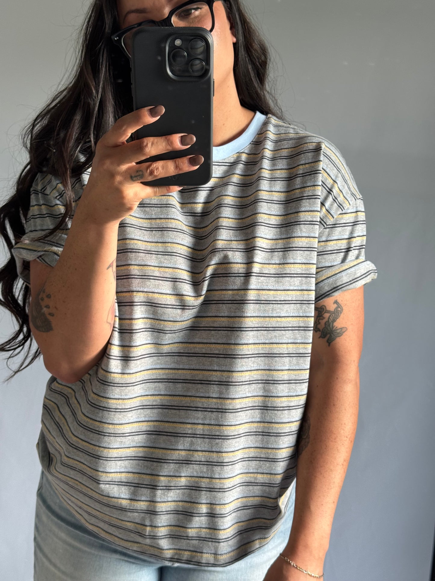 Nice To See You Again Oversized short sleeve stripe tee shirt