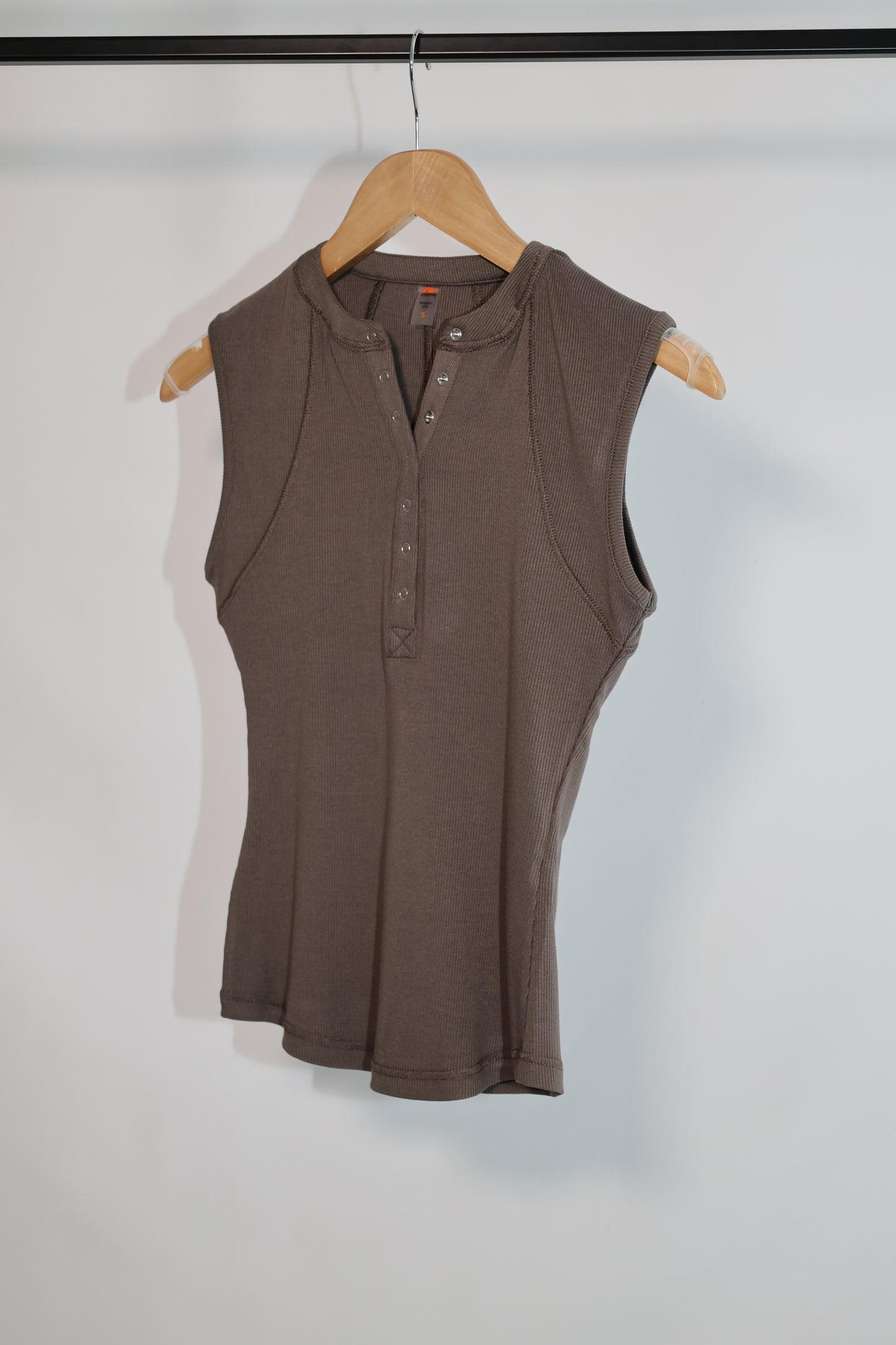 Mono B - Essential Micro-Ribbed Henley Tank Top