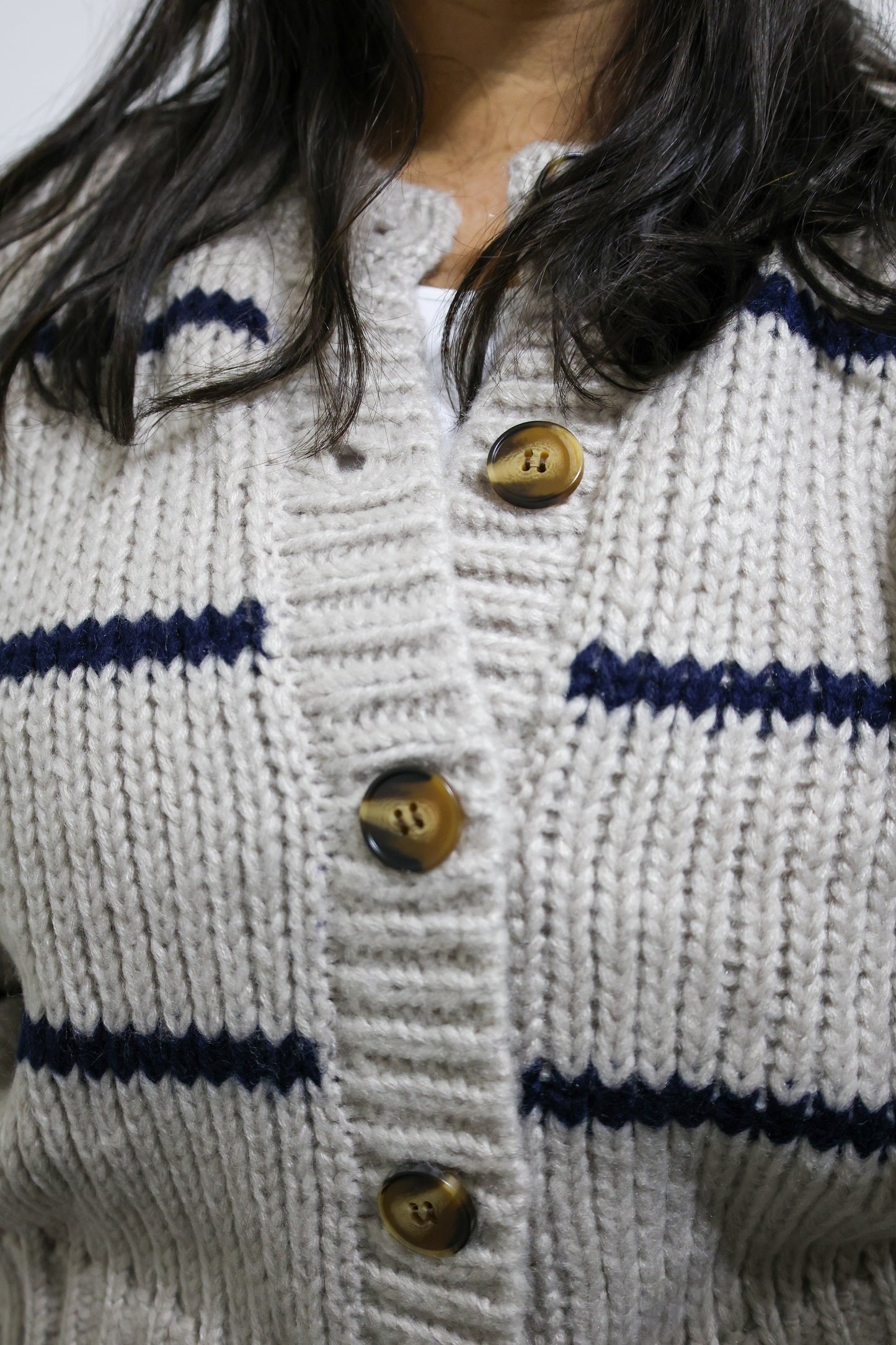 Dress Forum Navy stripe knit cardigan