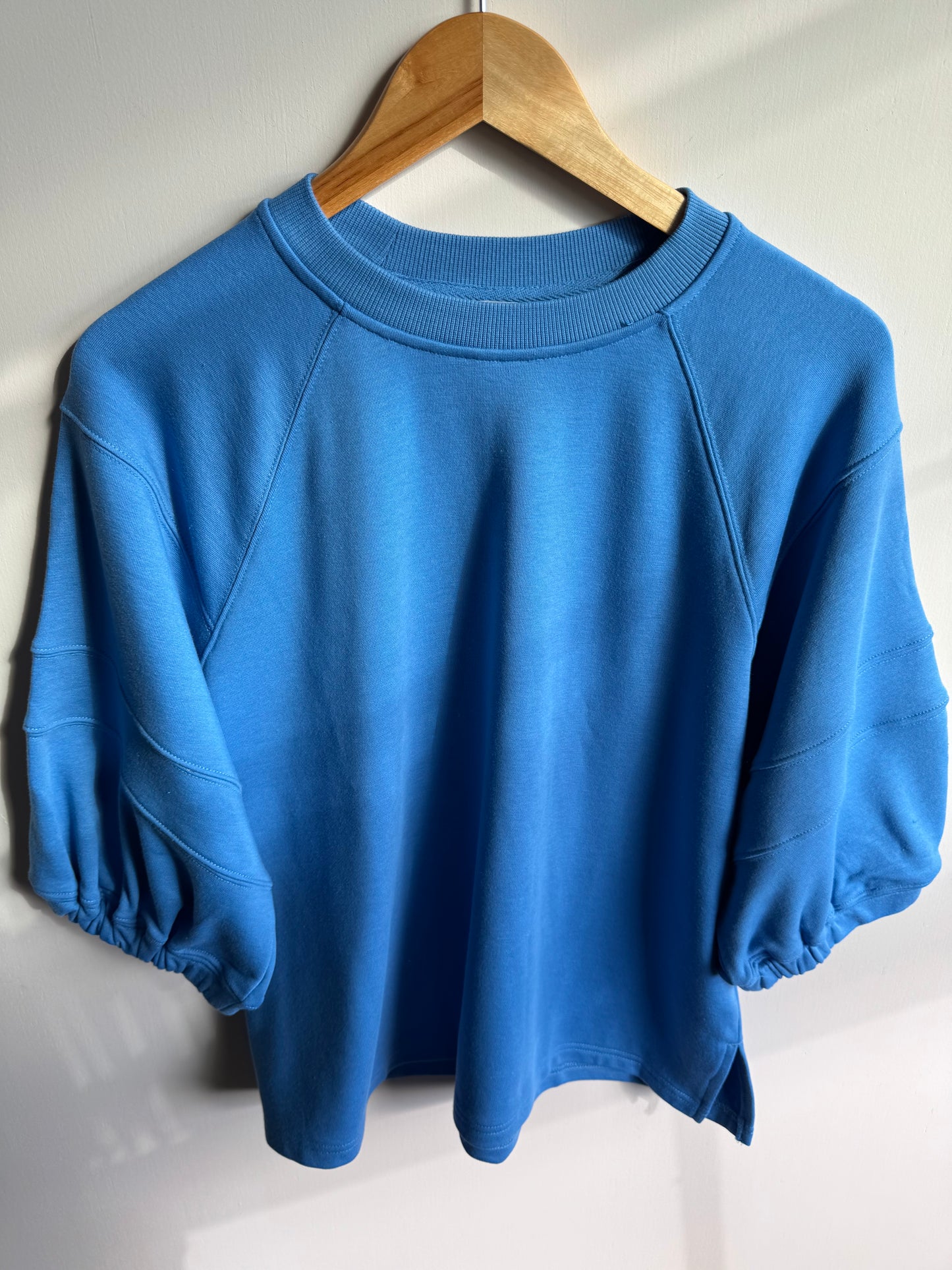 Rae Mode - Aqua French Terry Bubble Hem Short Sleeve Crewneck