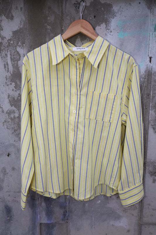 Buttermelon - Yellow/Blue Striped Button Front & Back Top