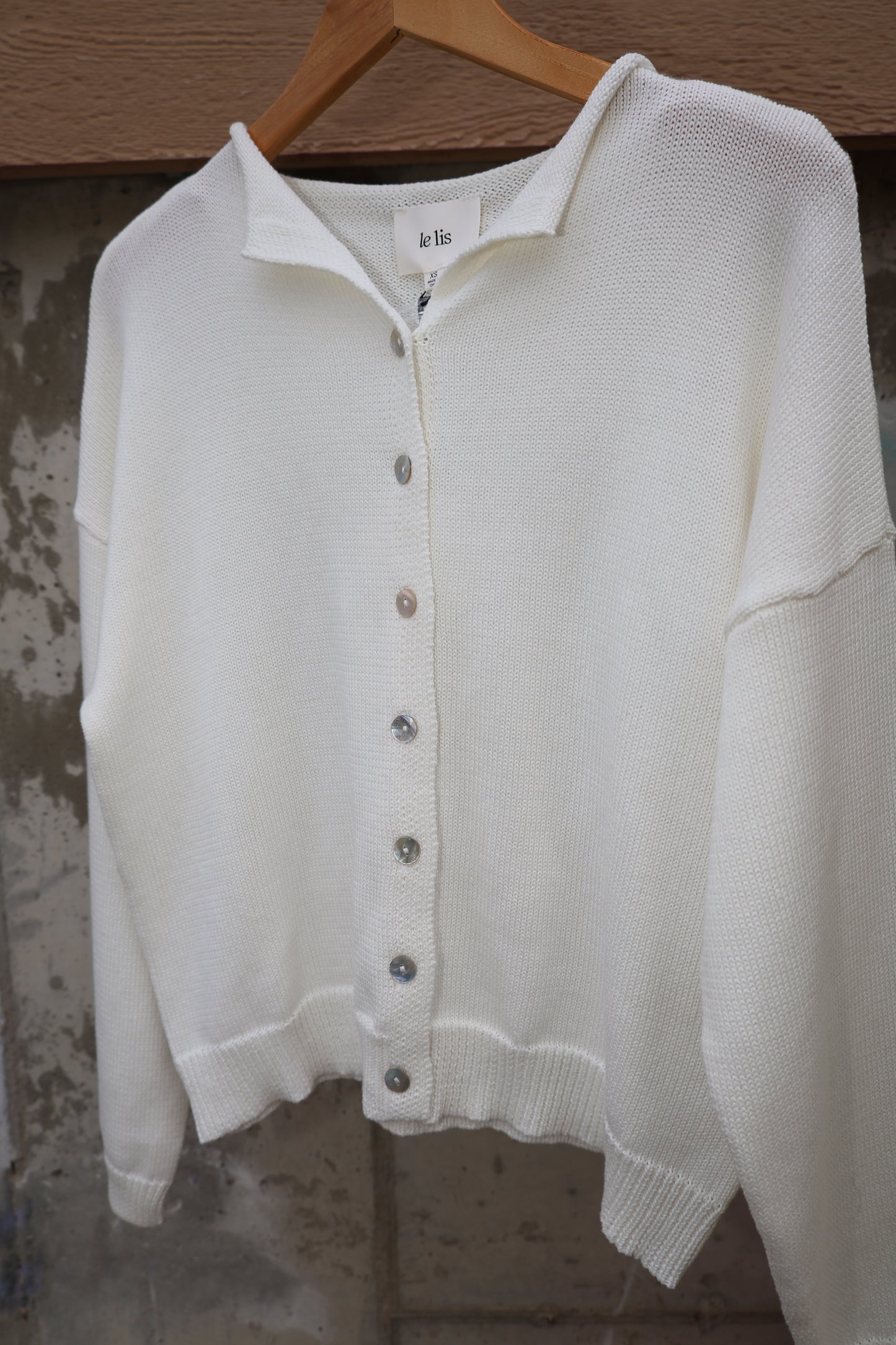 Le Lis - White Long Sleeved Rolled-hem Cardigan