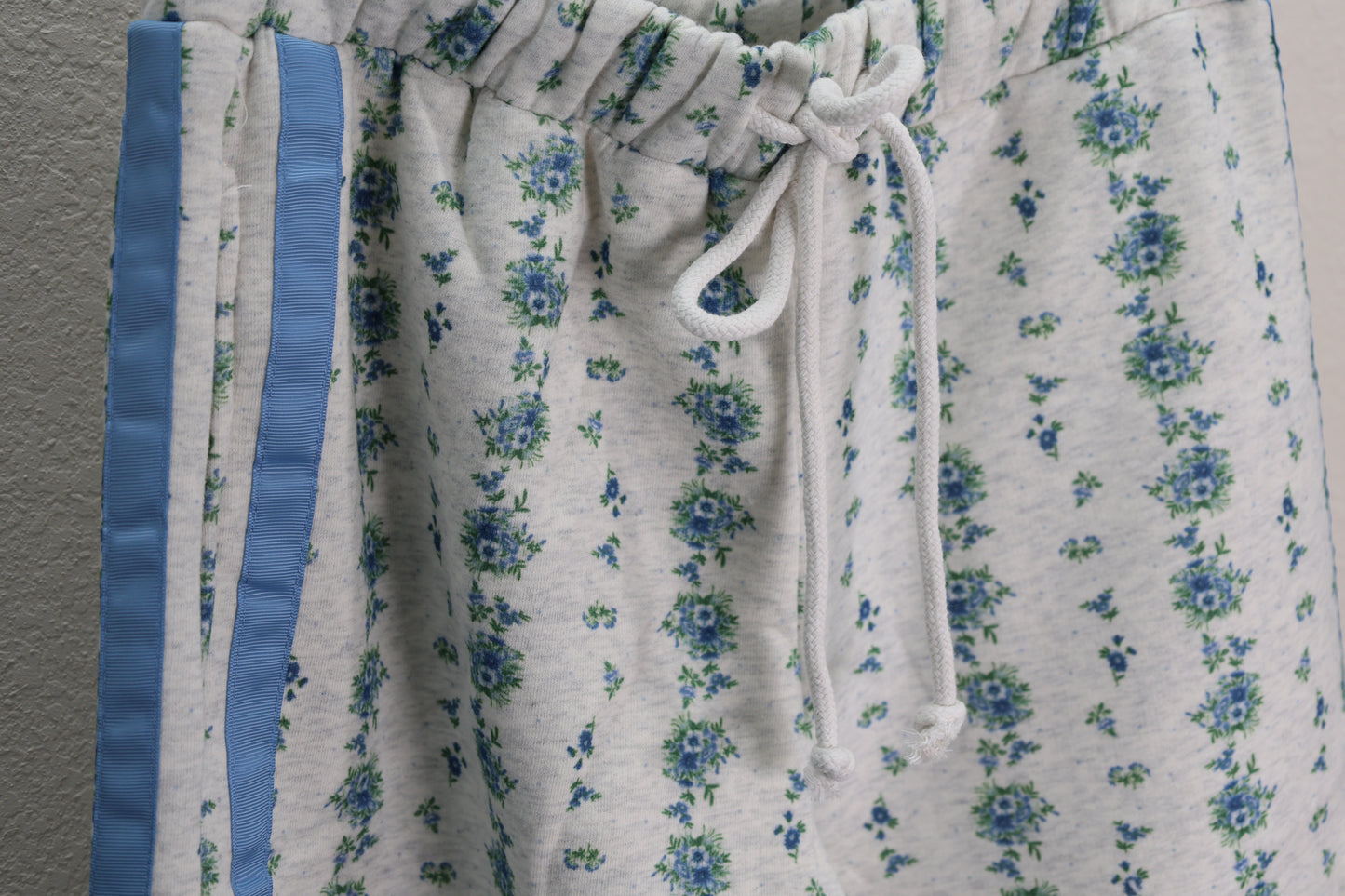 Peach Love- Floral Satin Stripe Sweat Pant