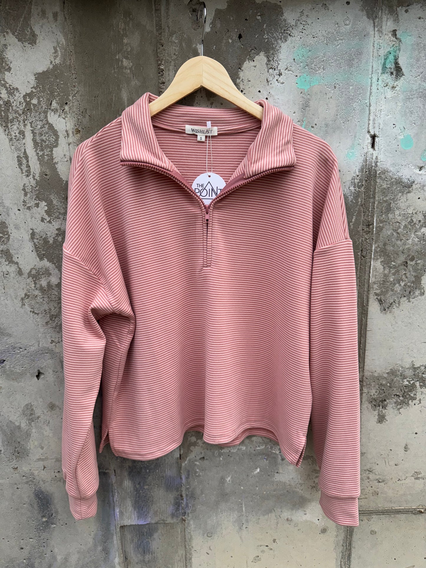 Wishlist - Soft Pink Stripe Quarter Zip