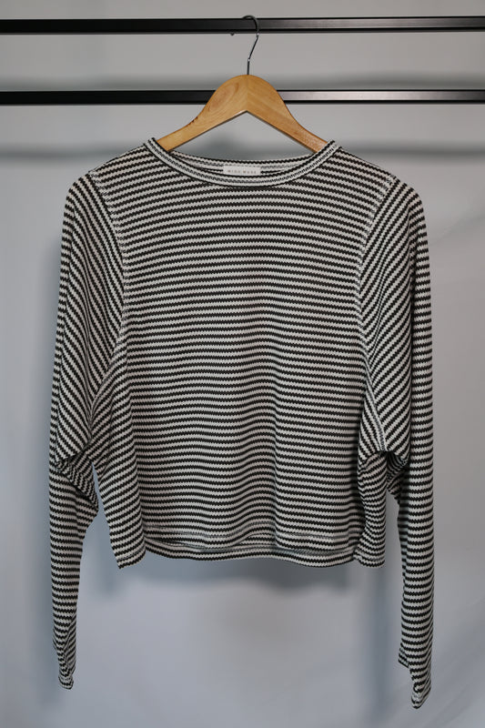 Miou Muse - Striped Waffle Knit Long Sleeve Top
