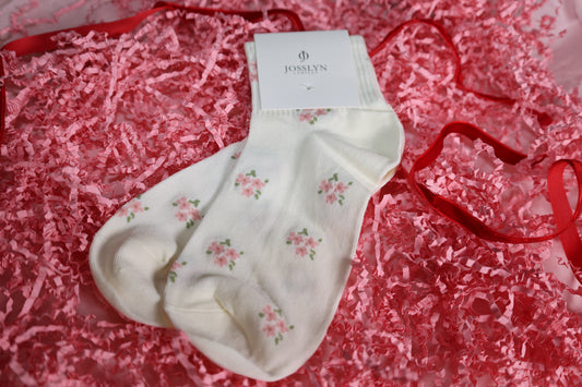 Short floral pink socks
