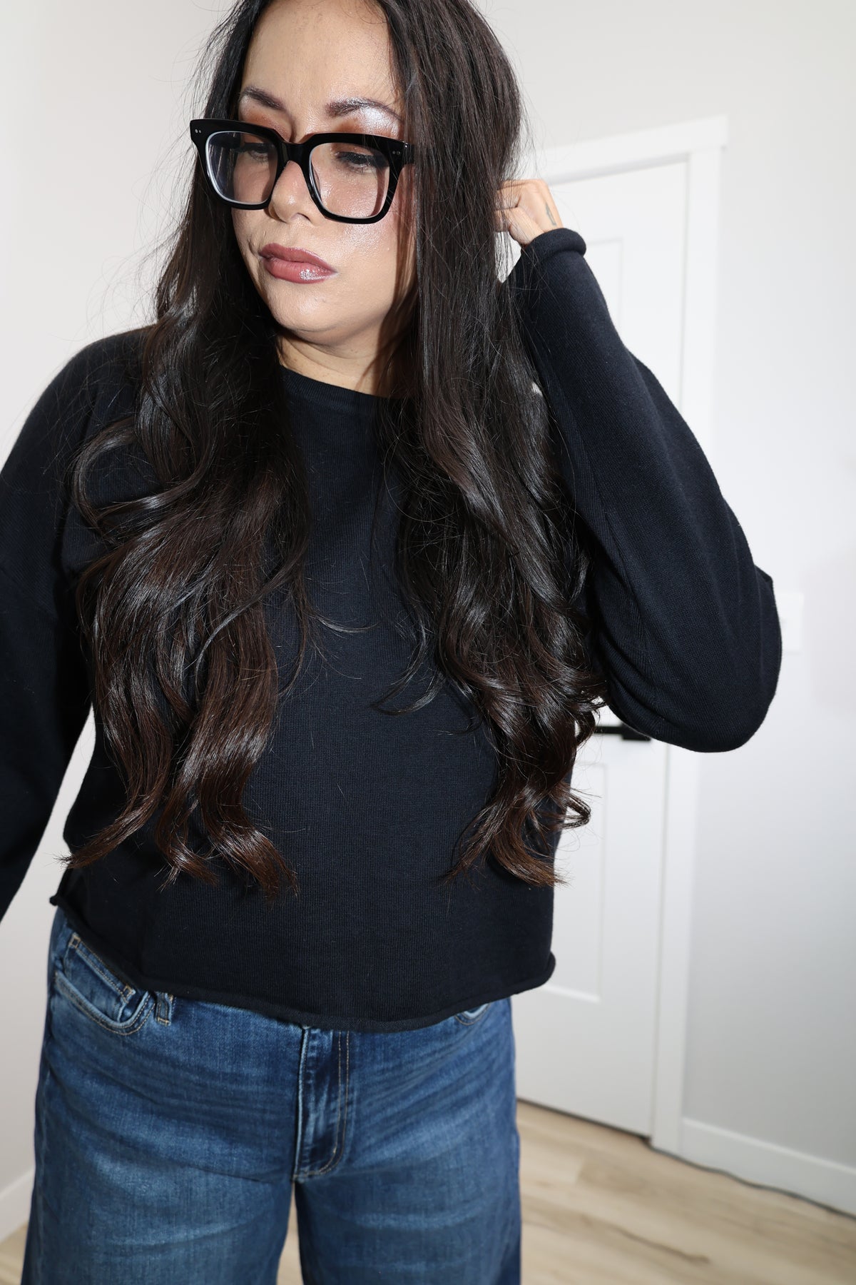 In My Element essential long sleeve rolled hem top