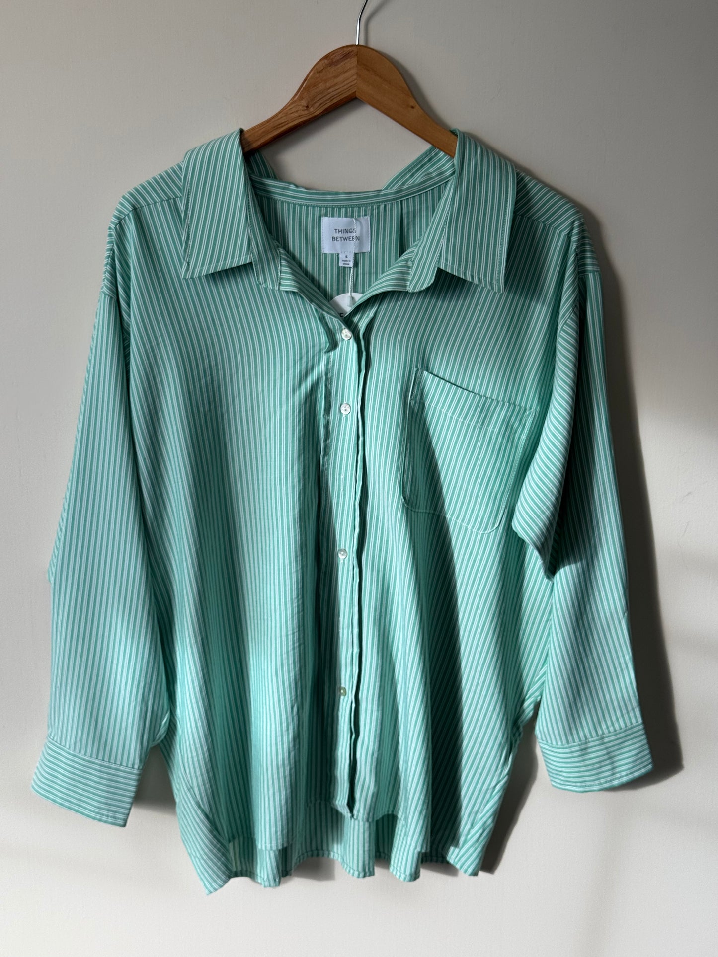 Things Between - Green/White Stripe Oversized Button-Up Shirt