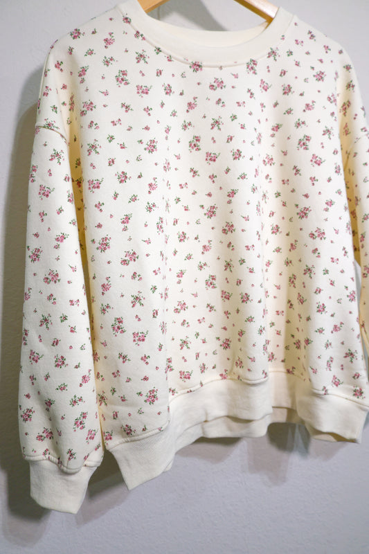 Blu Pepper- Ivory Floral Crew Neck
