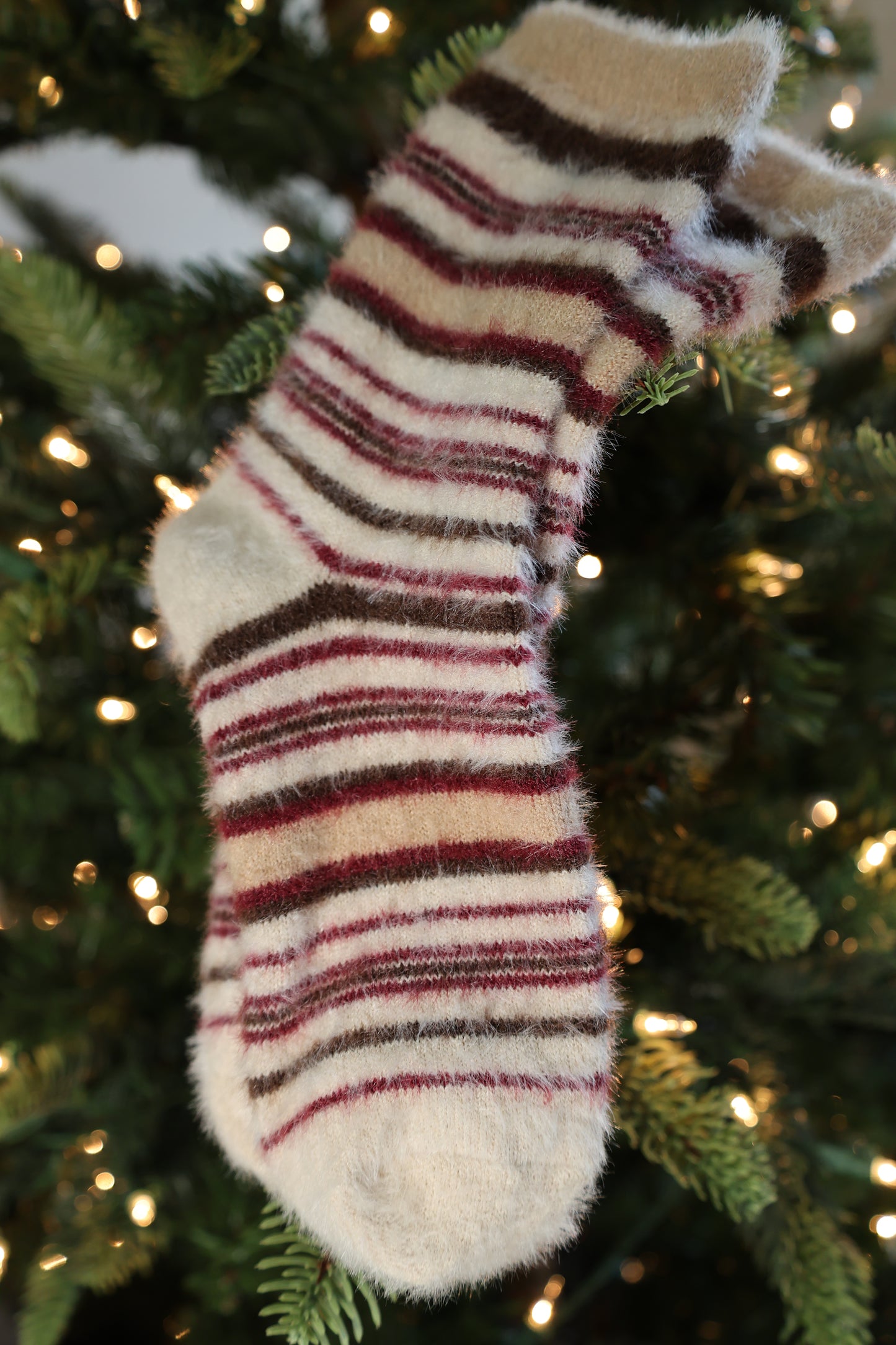 ACCITY - Striped Plush Socks Women Winter Thick Cozy