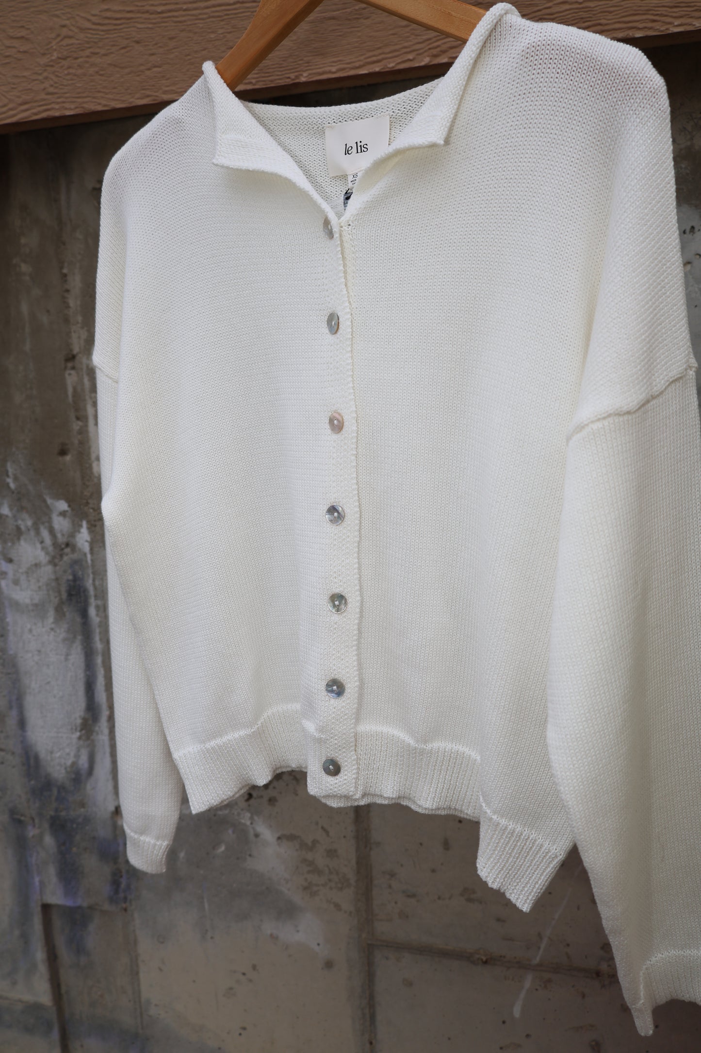 Le Lis - White Long Sleeved Rolled-hem Cardigan