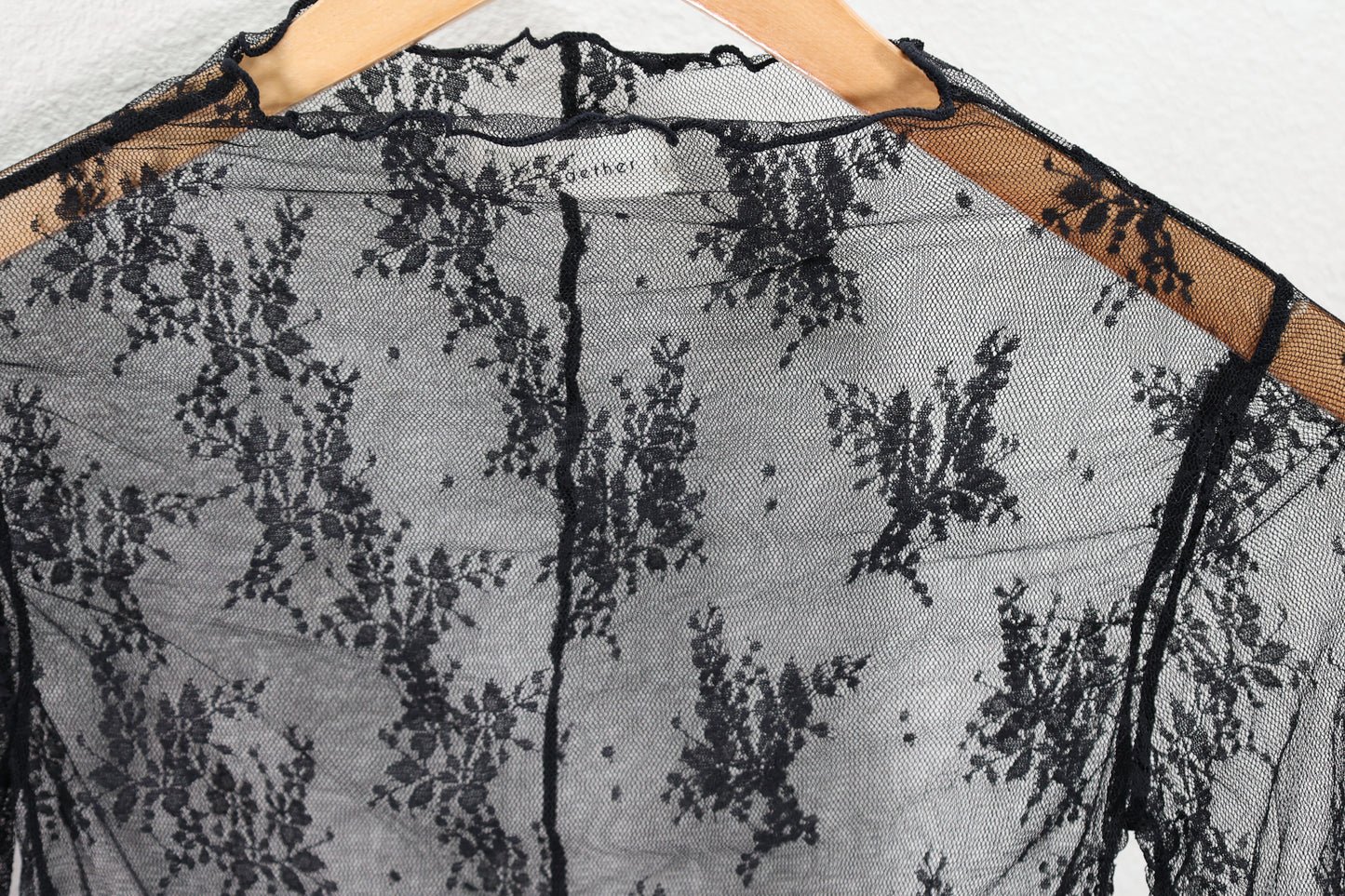 By Together - Knit Jacquard Lace Long Sleeve Mock Neck Top