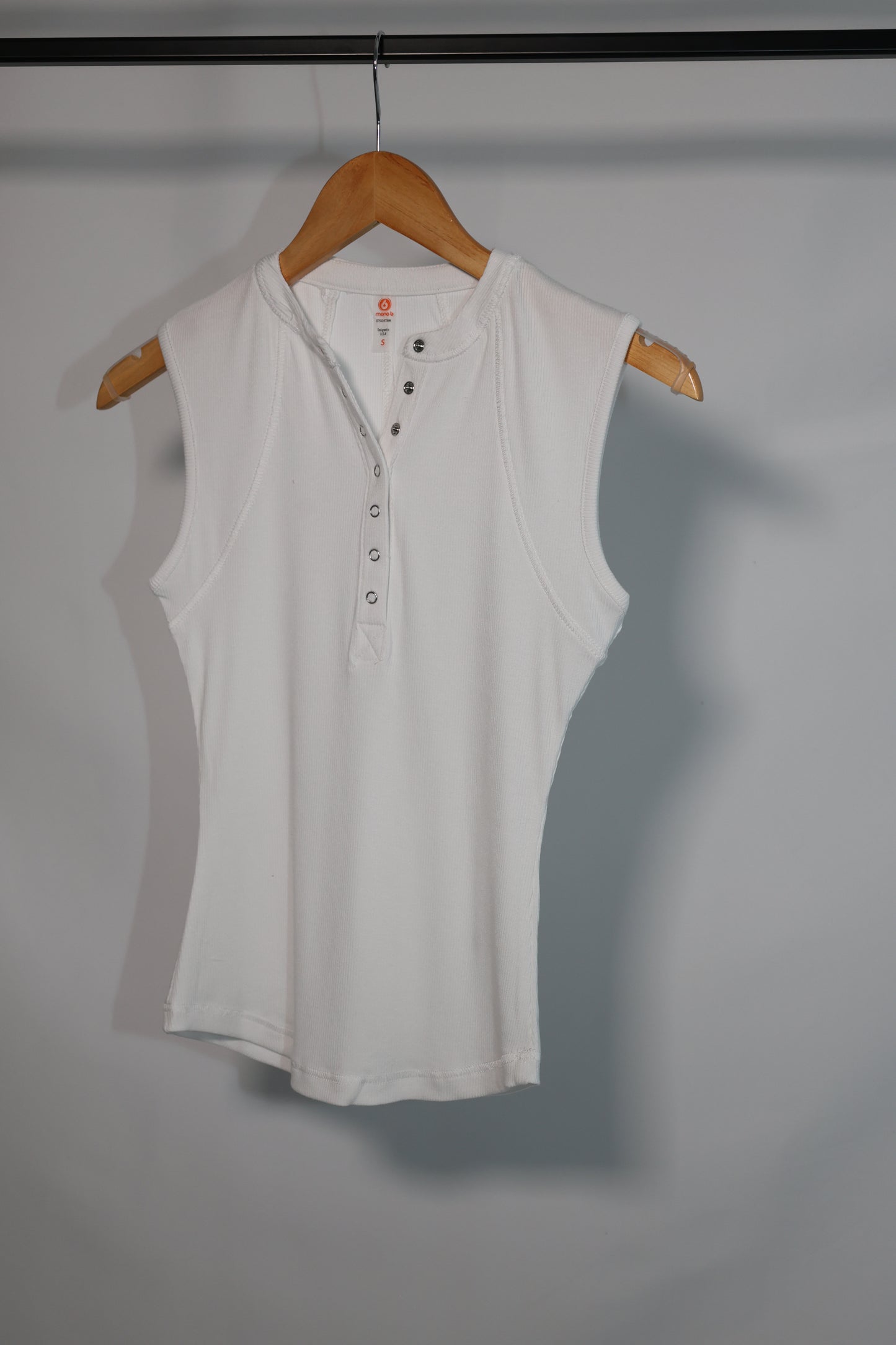 Mono B - Essential Micro-Ribbed Henley Tank Top