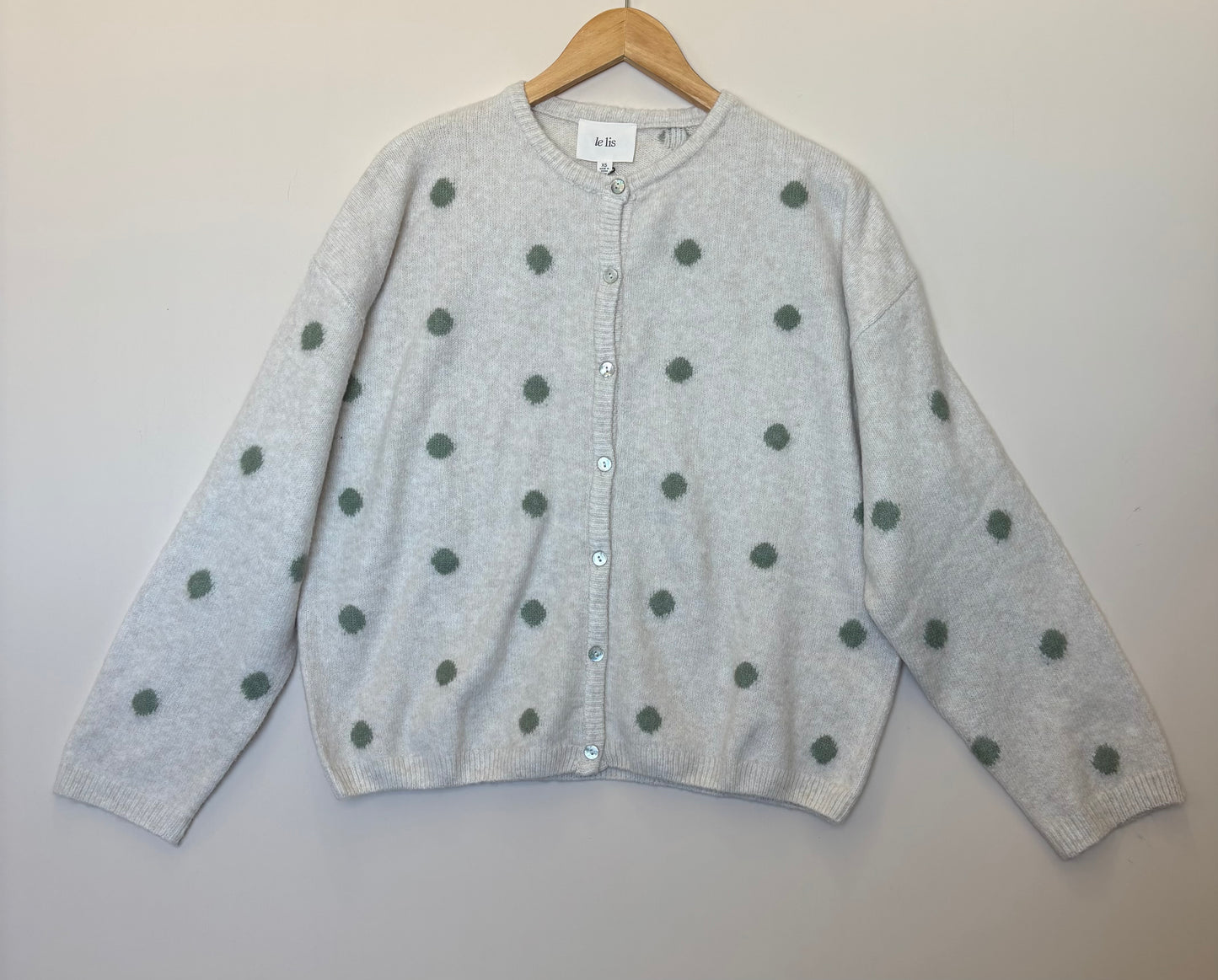 Le Lis - Soft Crewneck Polka Dot Cardigan