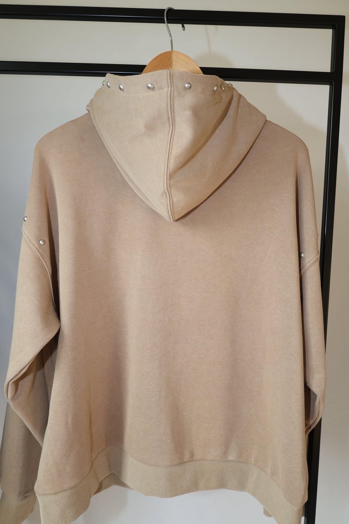 Le Lis - Beige Washed Effect Studded Zip-up Hoodie
