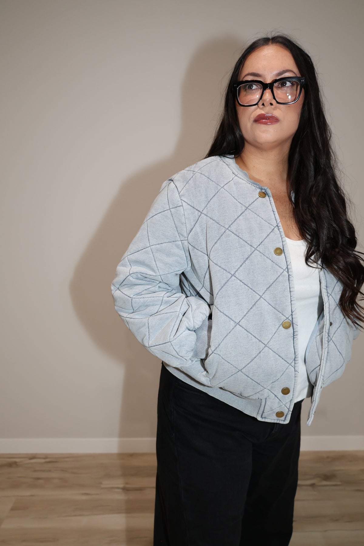 First Snow knit quilted bomber jacket
