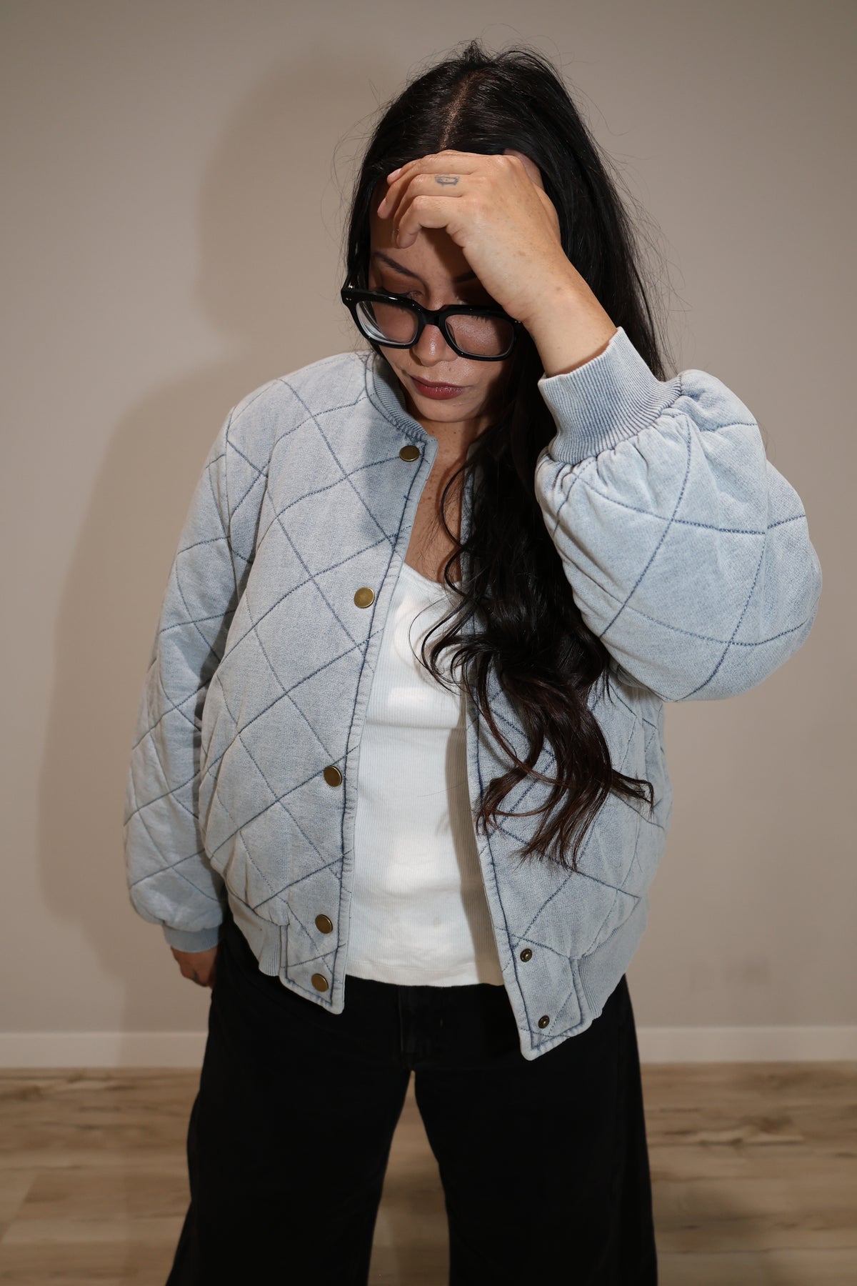 First Snow knit quilted bomber jacket