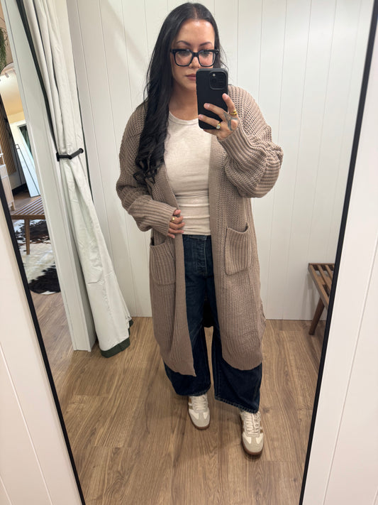 Going Nowhere maxi chunky knit duster cardigan