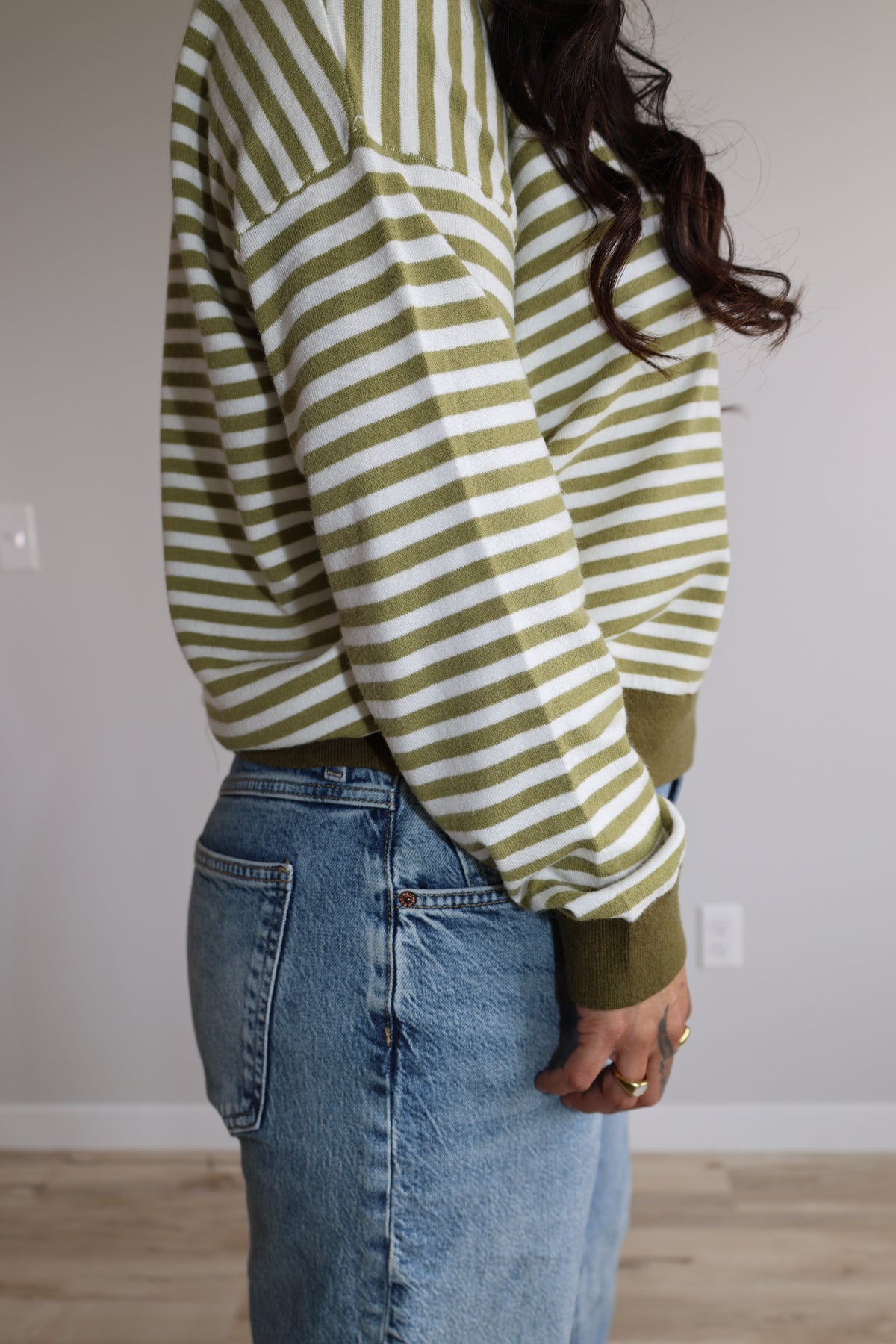 Last Train Home striped contrast collar knit top