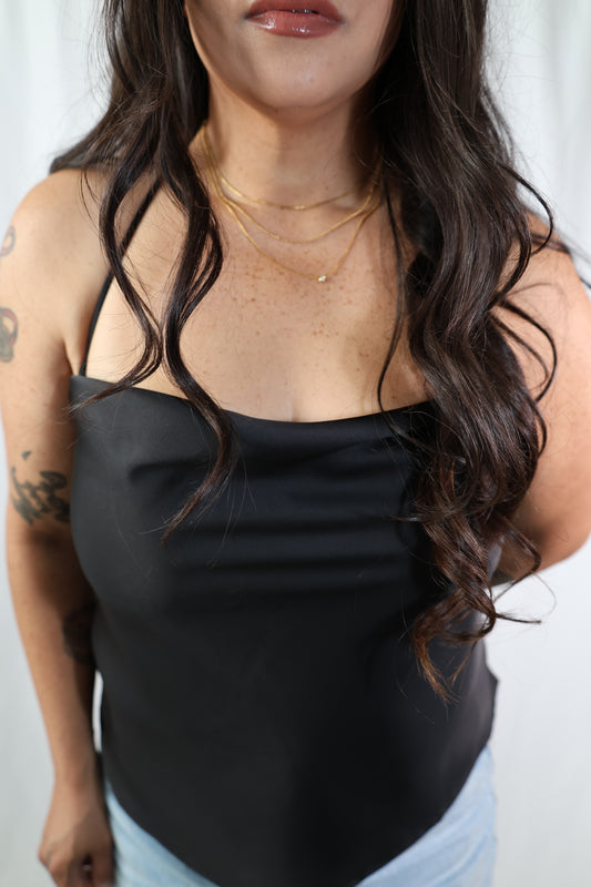 Out Till Dawn cowl neck tank top
