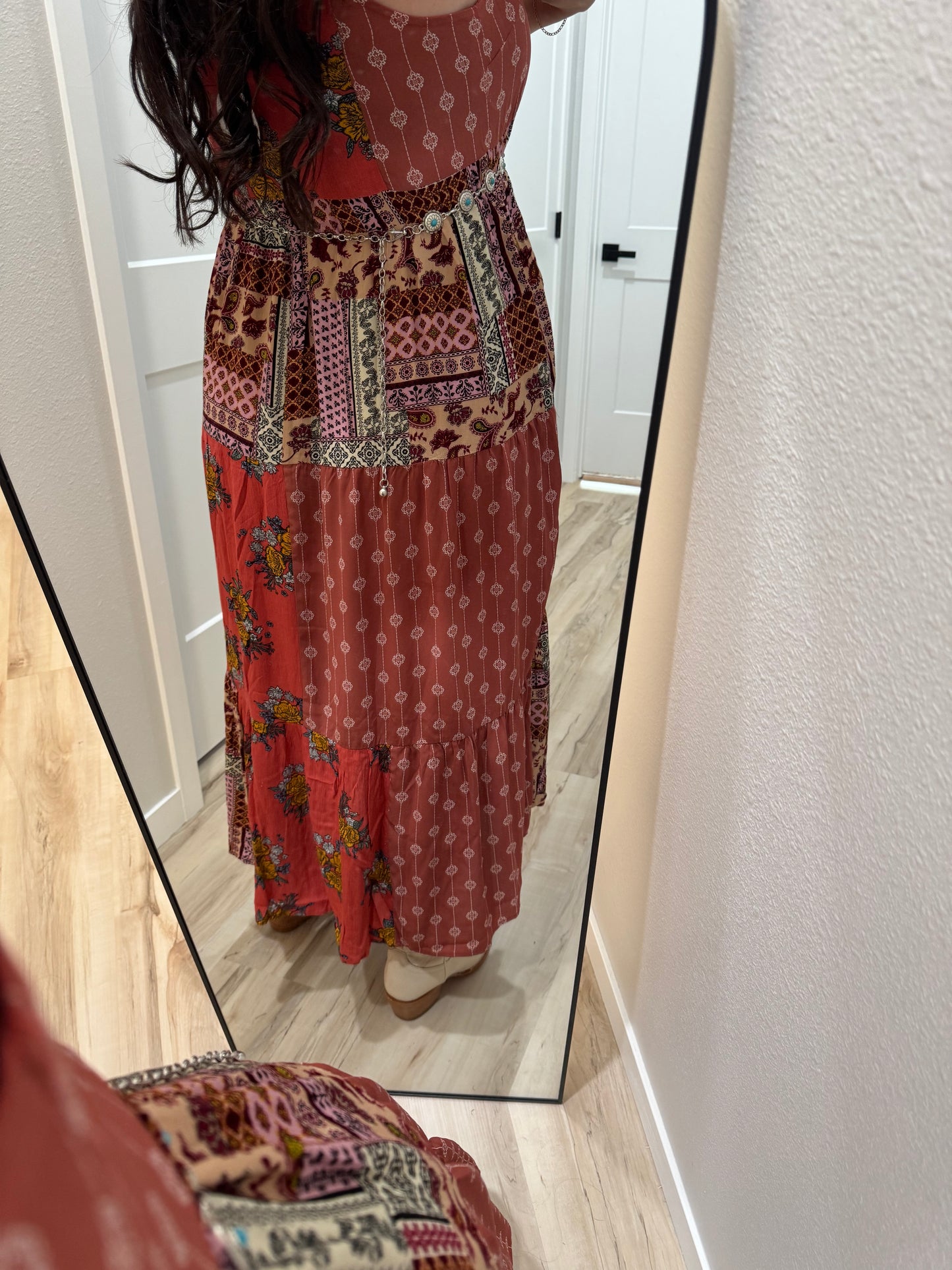 Wishlist - Multicolor Patchwork Tiered Maxi Dress