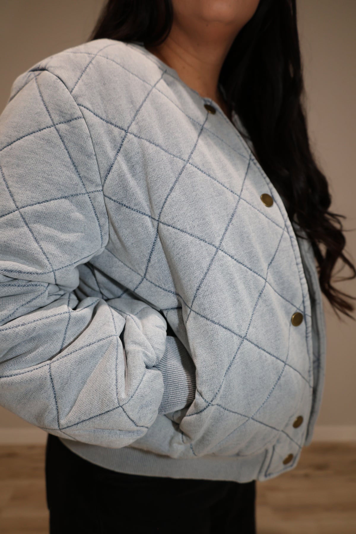 First Snow knit quilted bomber jacket