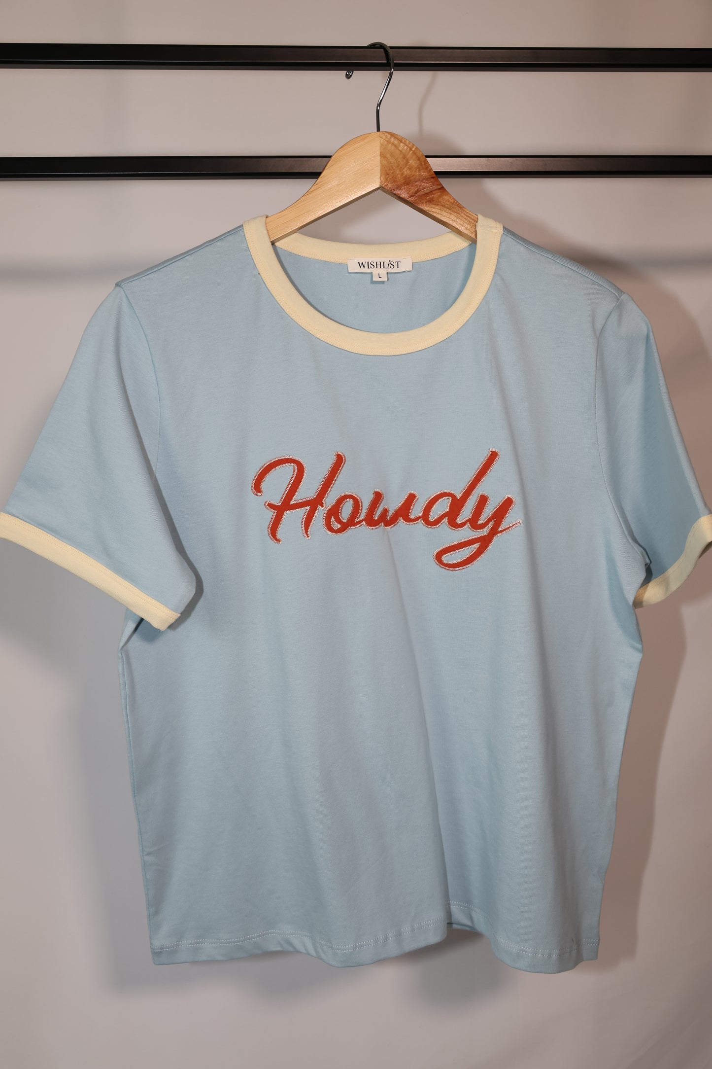Wishlist - Blue/Red Howdy Embroidered Tee