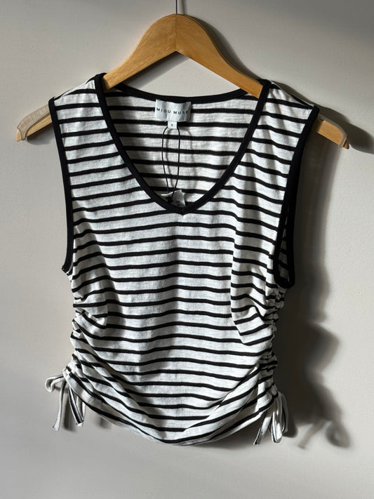 Miou Muse - Striped Jersey Tank w/ Side Tie Detail