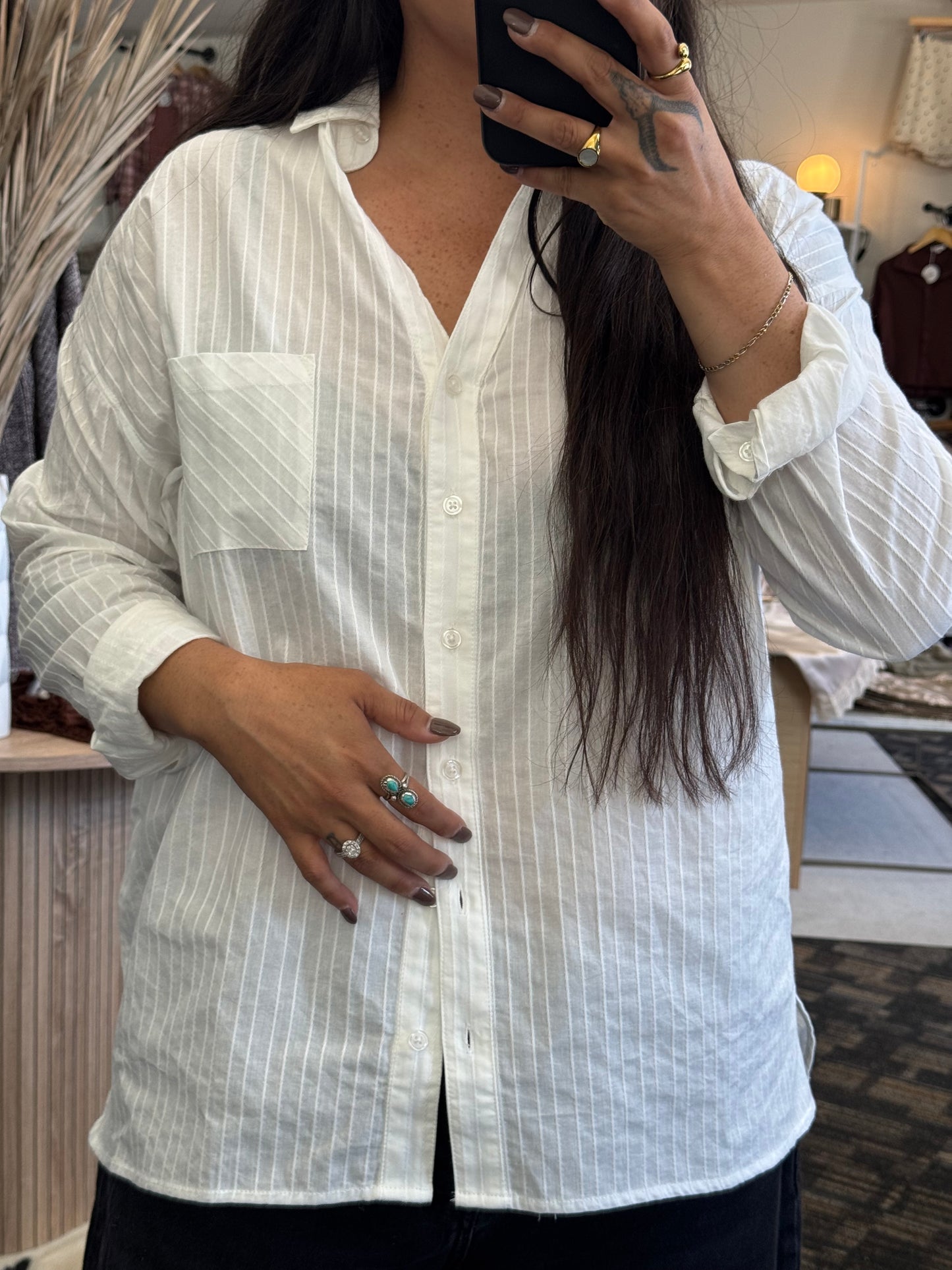 My Time To Shine cotton oversized long sleeve button down top