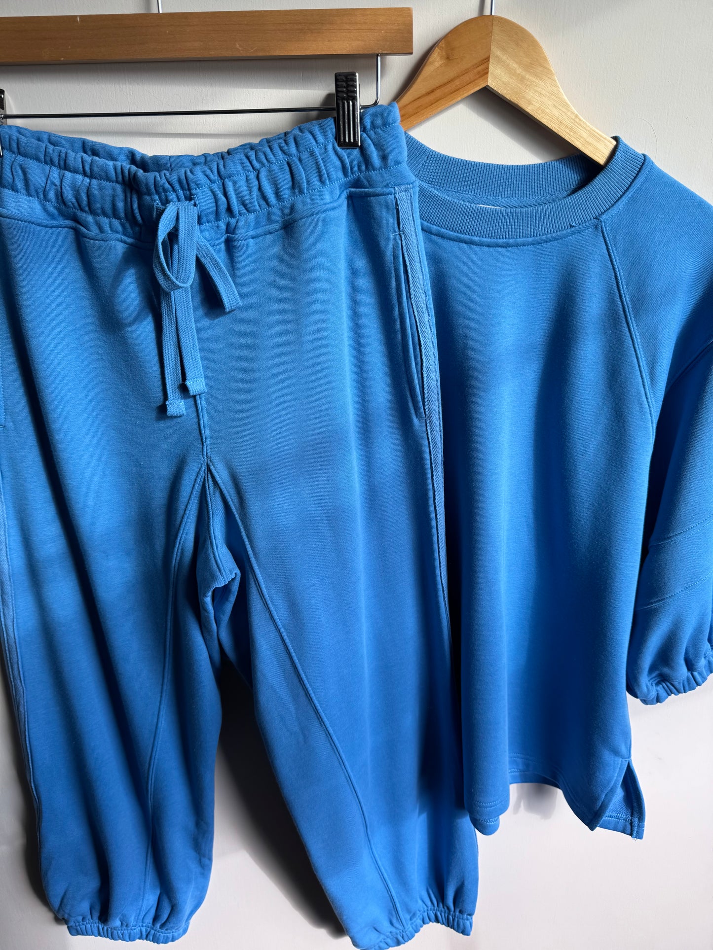 Rae Mode - Aqua French Terry Cropped Jogger Pants w/ Pockets