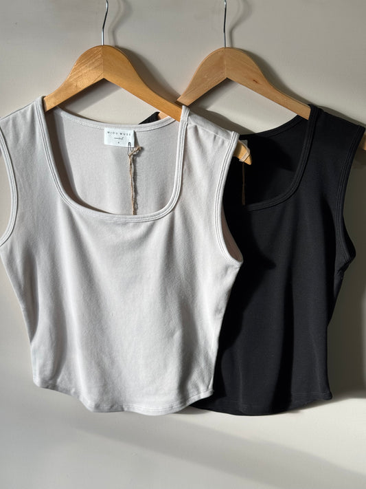 Miou Muse - Soft Square-neck Basic Tank
