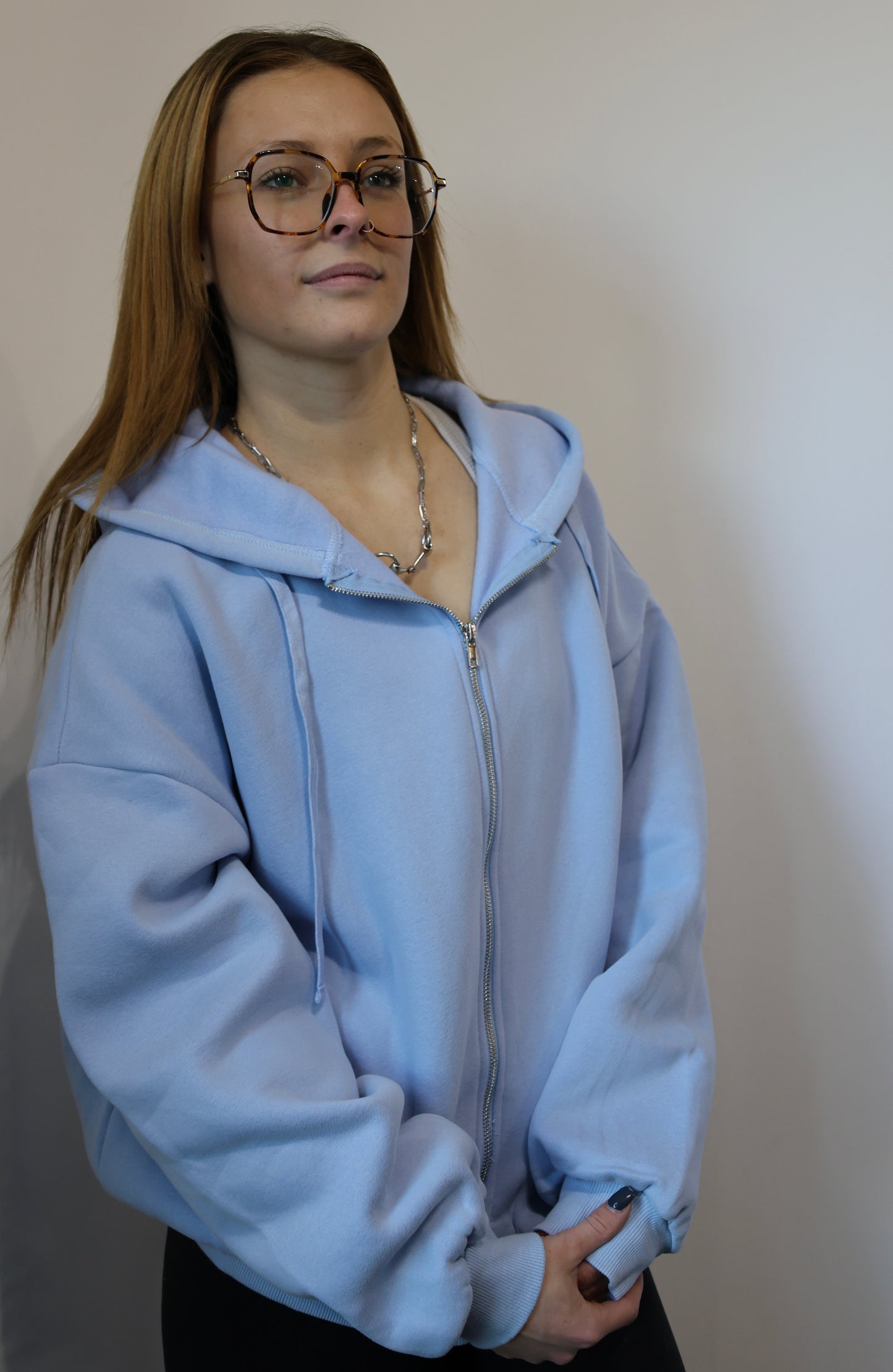 TICTOC - UNIVERSITY Plush Fleece Loose Fit Zip Up Hoodie With Pockets