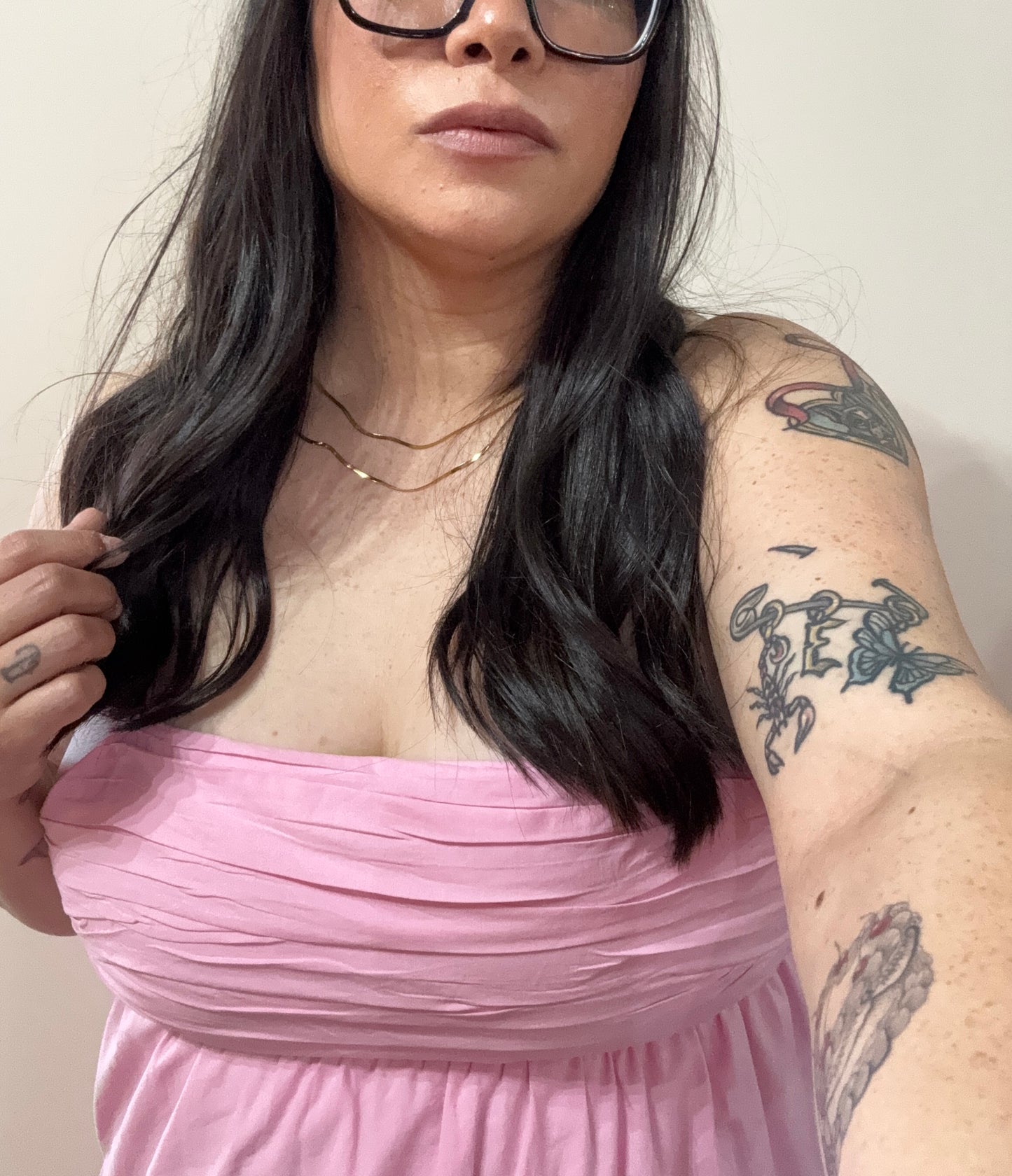 Storia - Pink Babydoll Layered Maxi Dress w/ Bow