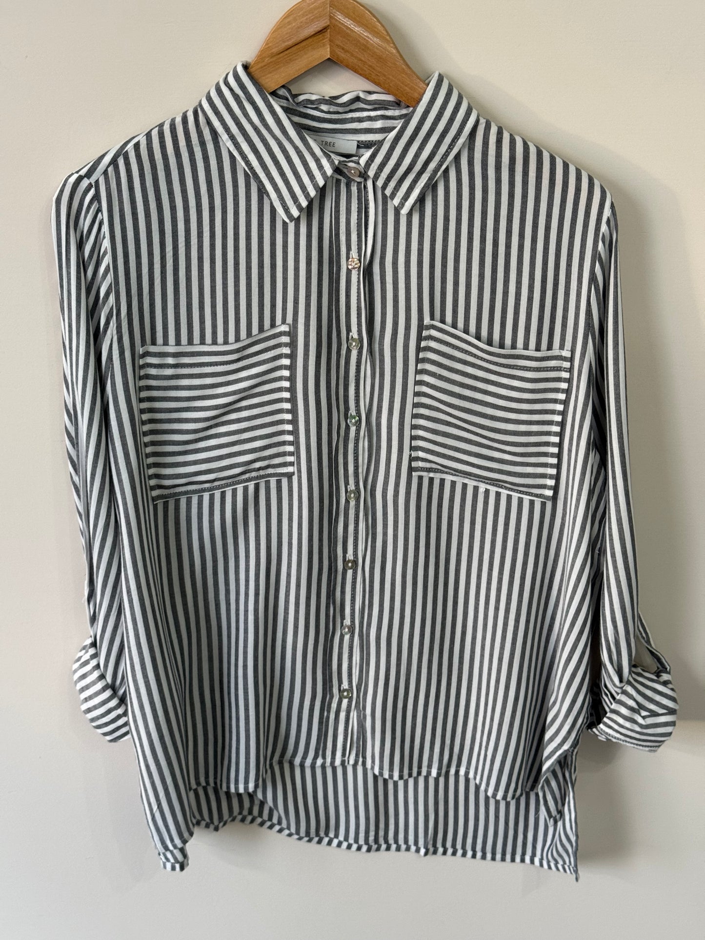 Love Tree - Striped Collared Long Sleeve Button-up Shirt