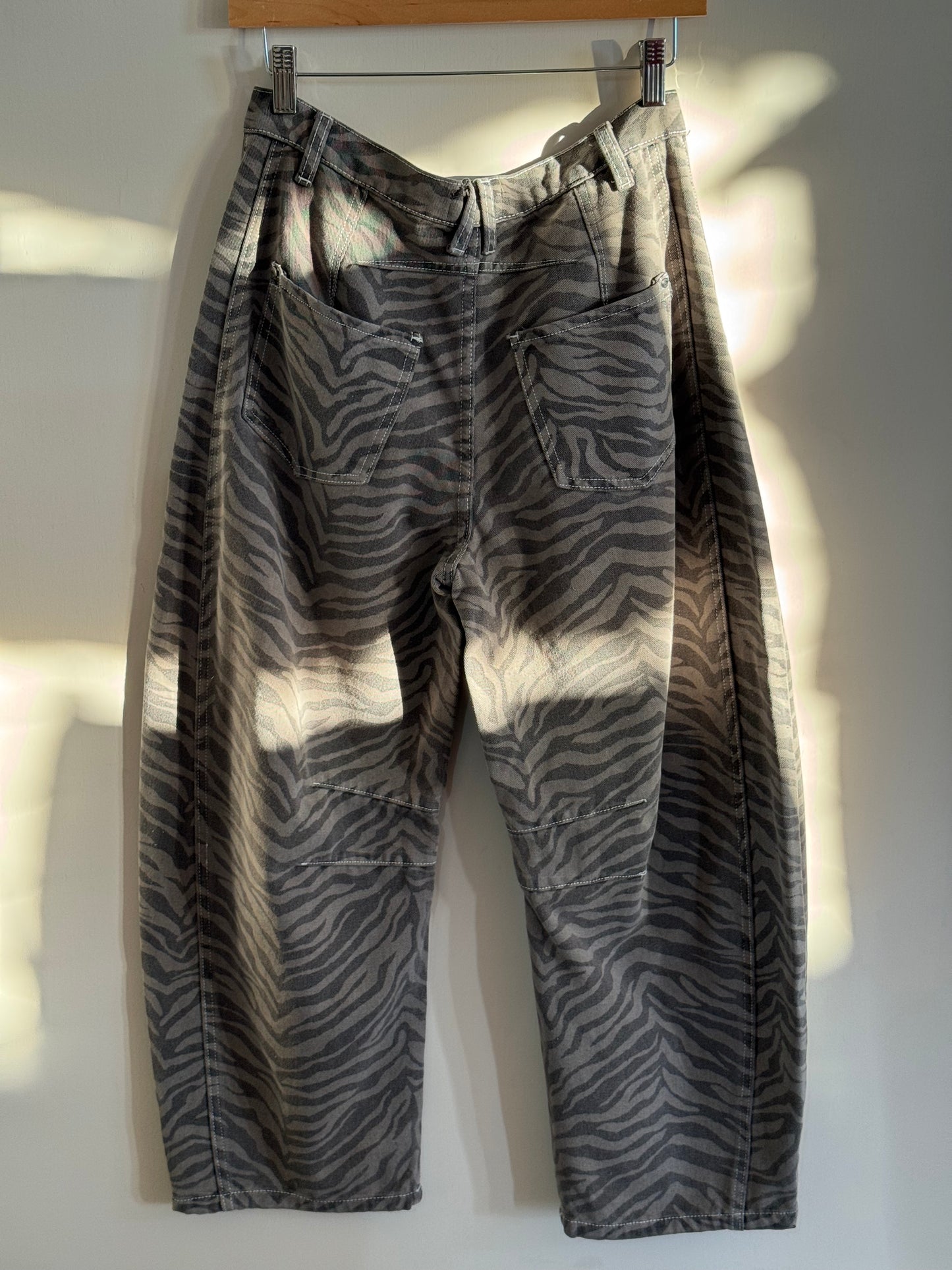 Listicle - Zebra Print Barrel Jeans 100% Cotton
