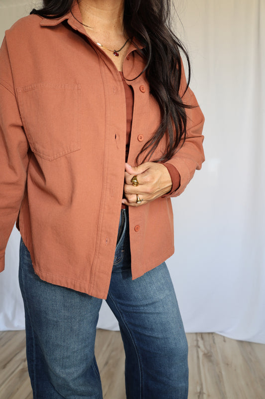 Here For You button front shirt