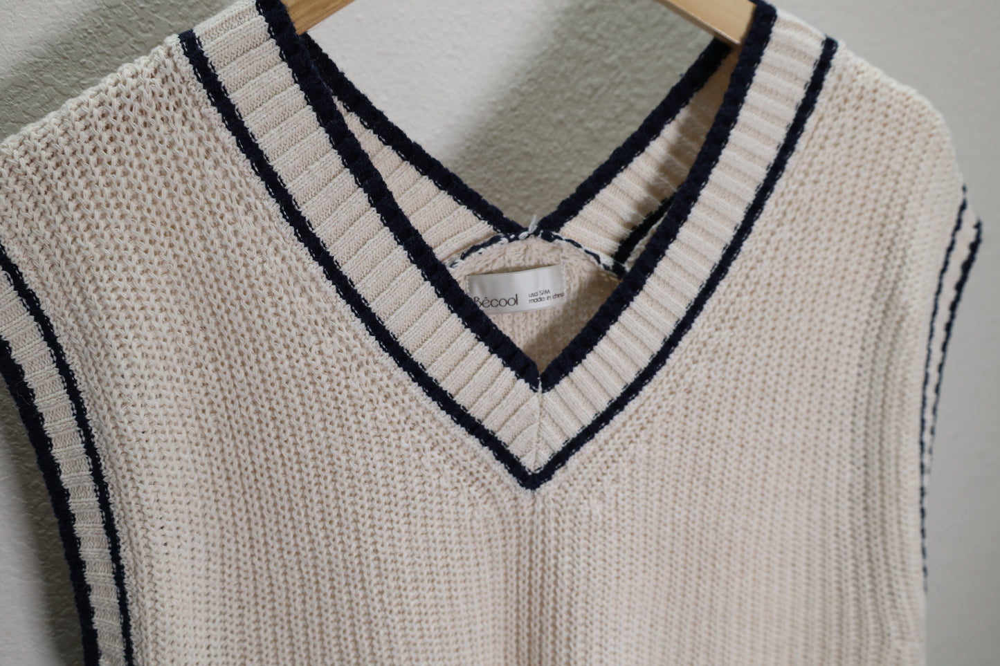 VARSITY STYLE SWEATER VEST WITH ACCENT STRIPE