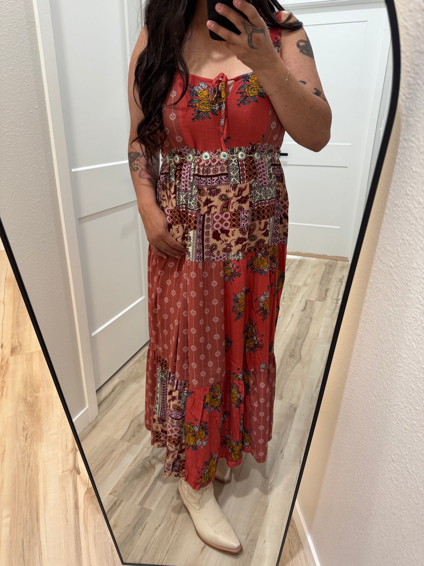 Wishlist - Multicolor Patchwork Tiered Maxi Dress