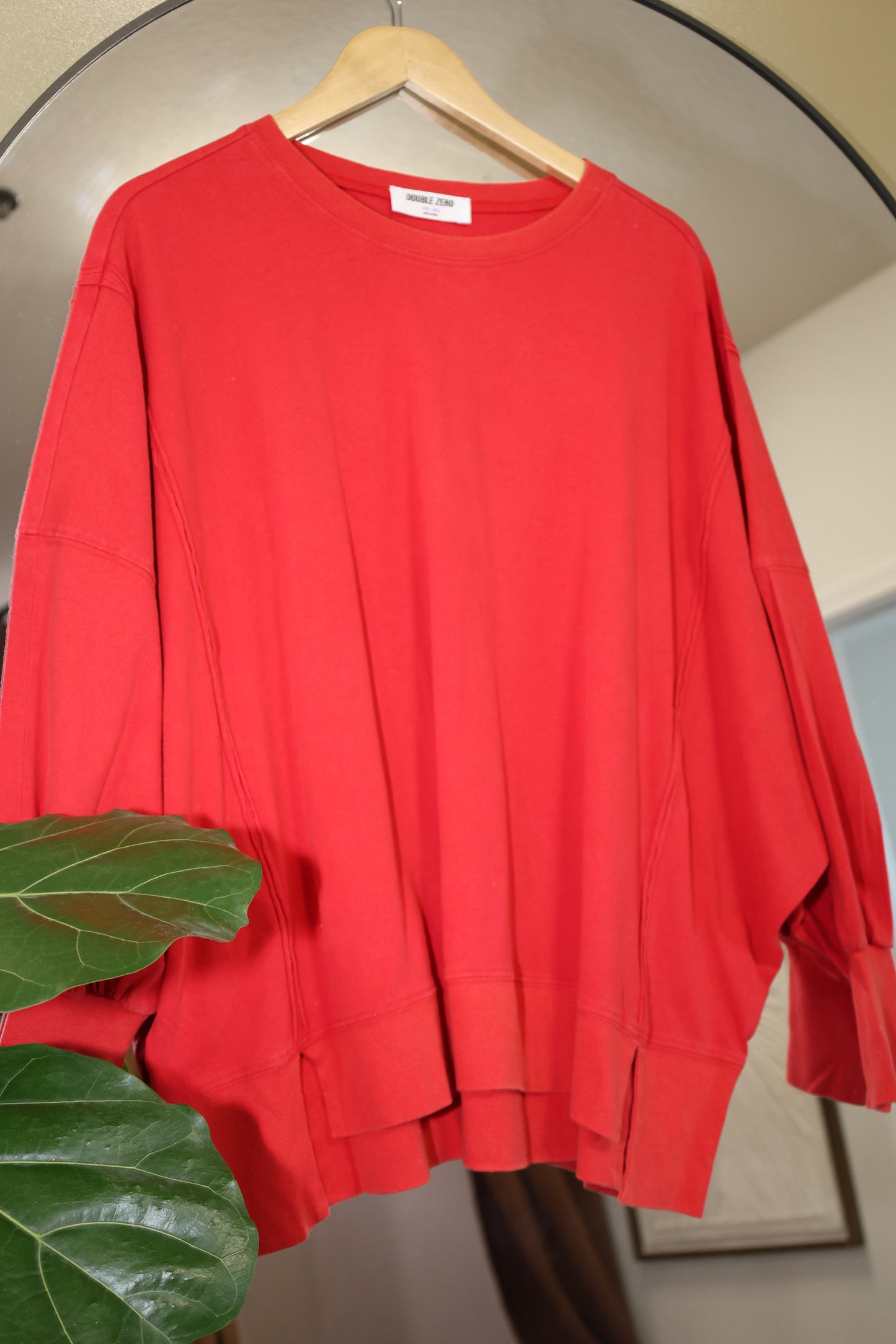 Double Zero 100% Cotton Oversized Seam Detail Long Sleeve Top
