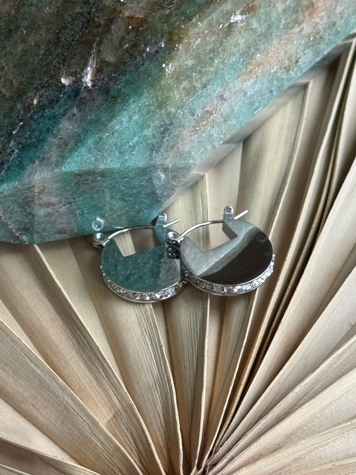 Secret Box Stainless Steel rhinestone edge earring