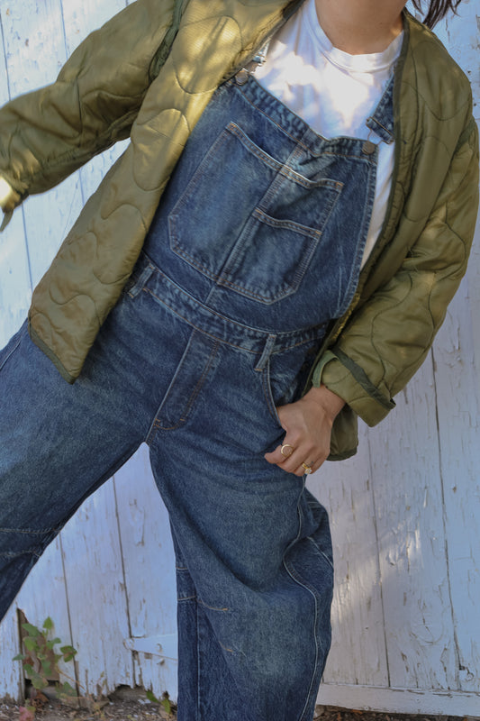 Free People good luck barrel overalls