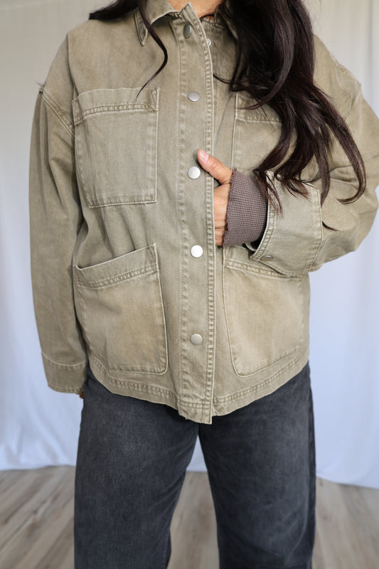 Double Dog Dare oversized washed color jacket