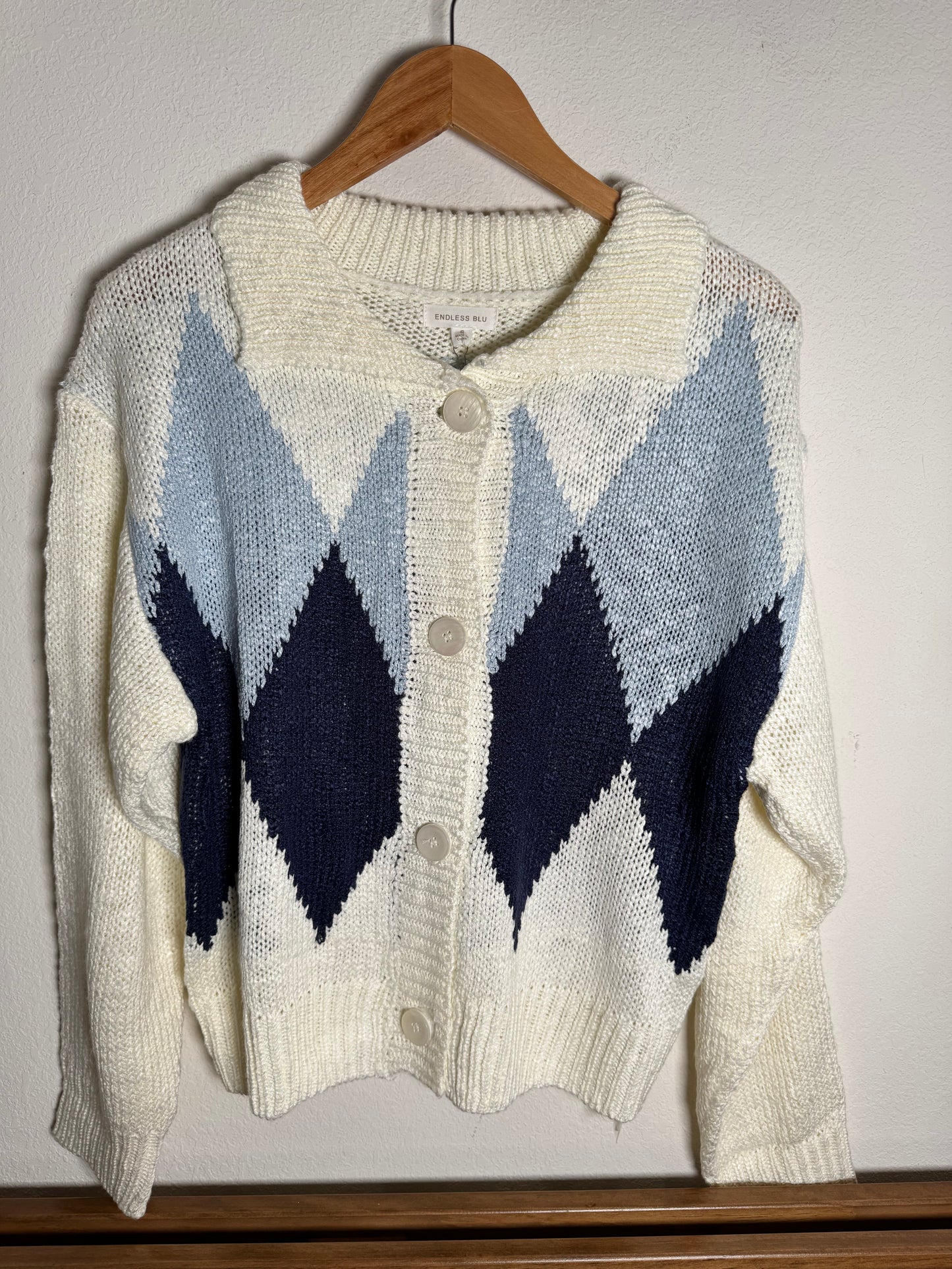 Endless Blu - Argyle Pattern Cardigan.