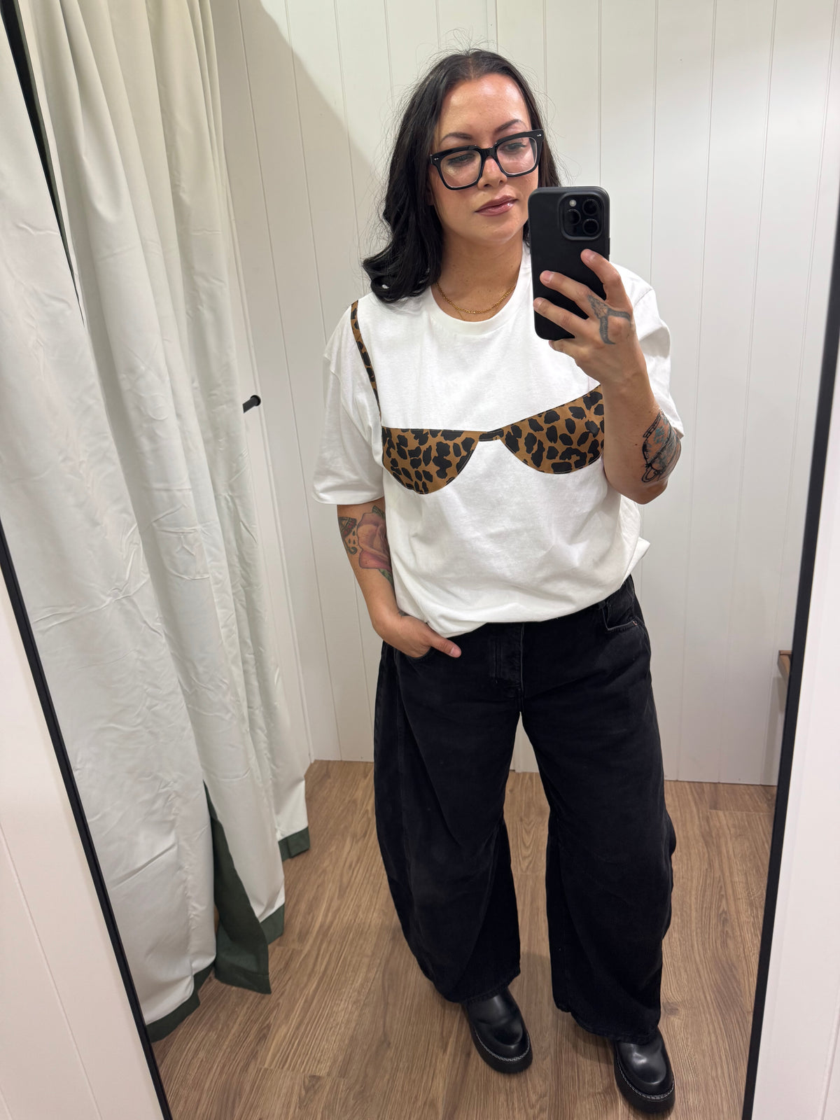 Super Chill Tee leopard bikini patchwork